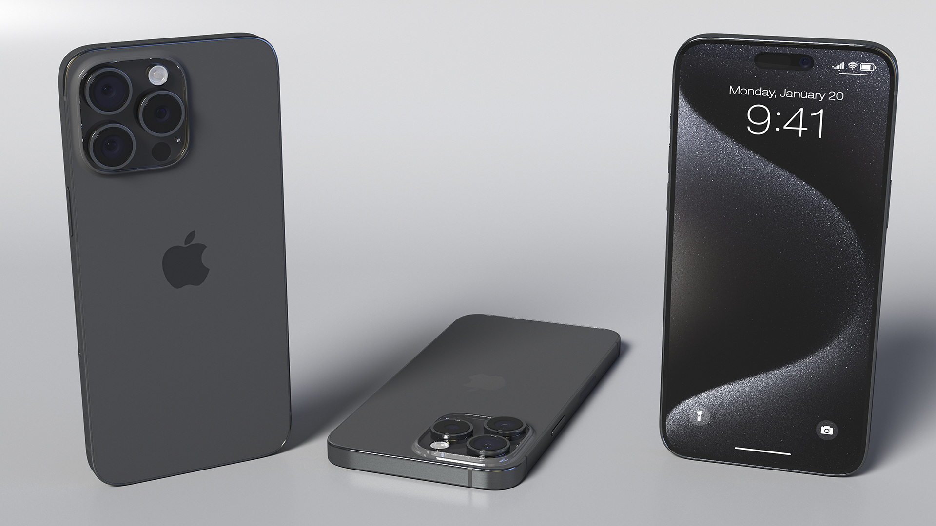 3D Apple IPhone 15 Pro Max Black Titanium model