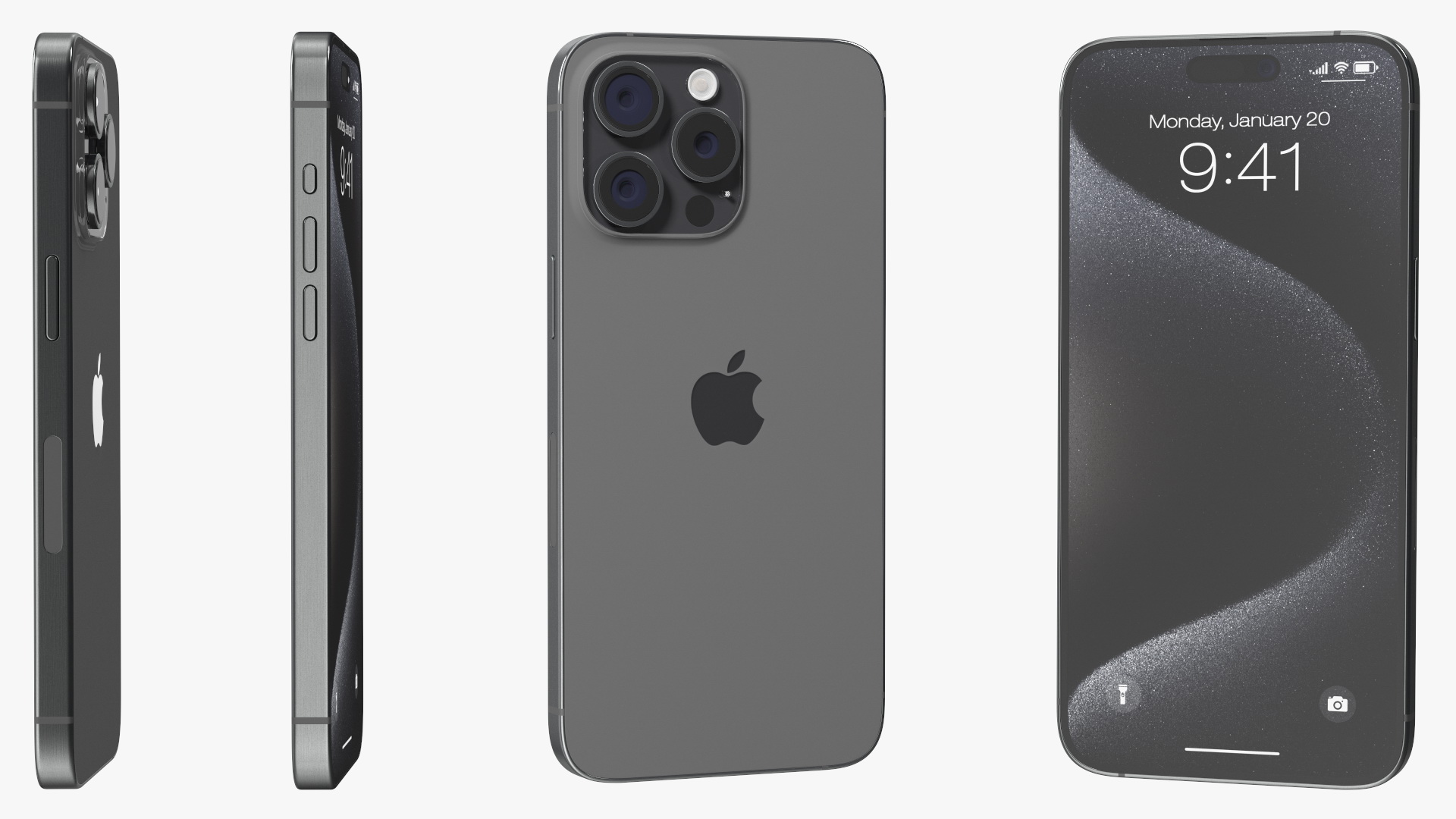 3D Apple IPhone 15 Pro Max Black Titanium model