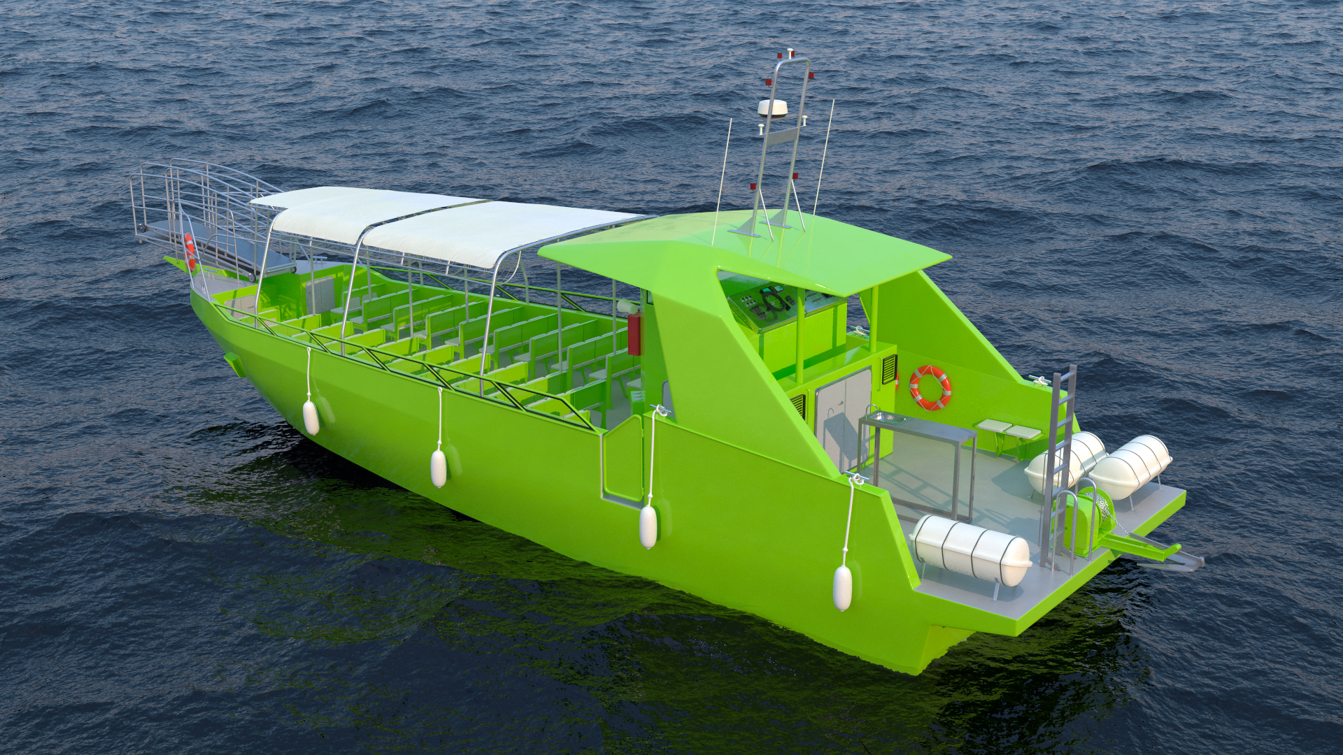 3D model Excursion Boat Green