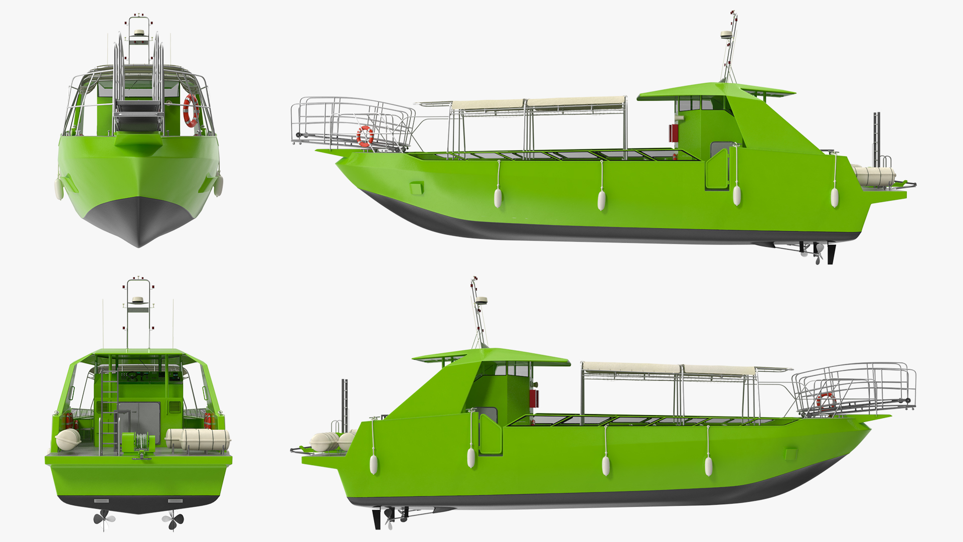 3D model Excursion Boat Green