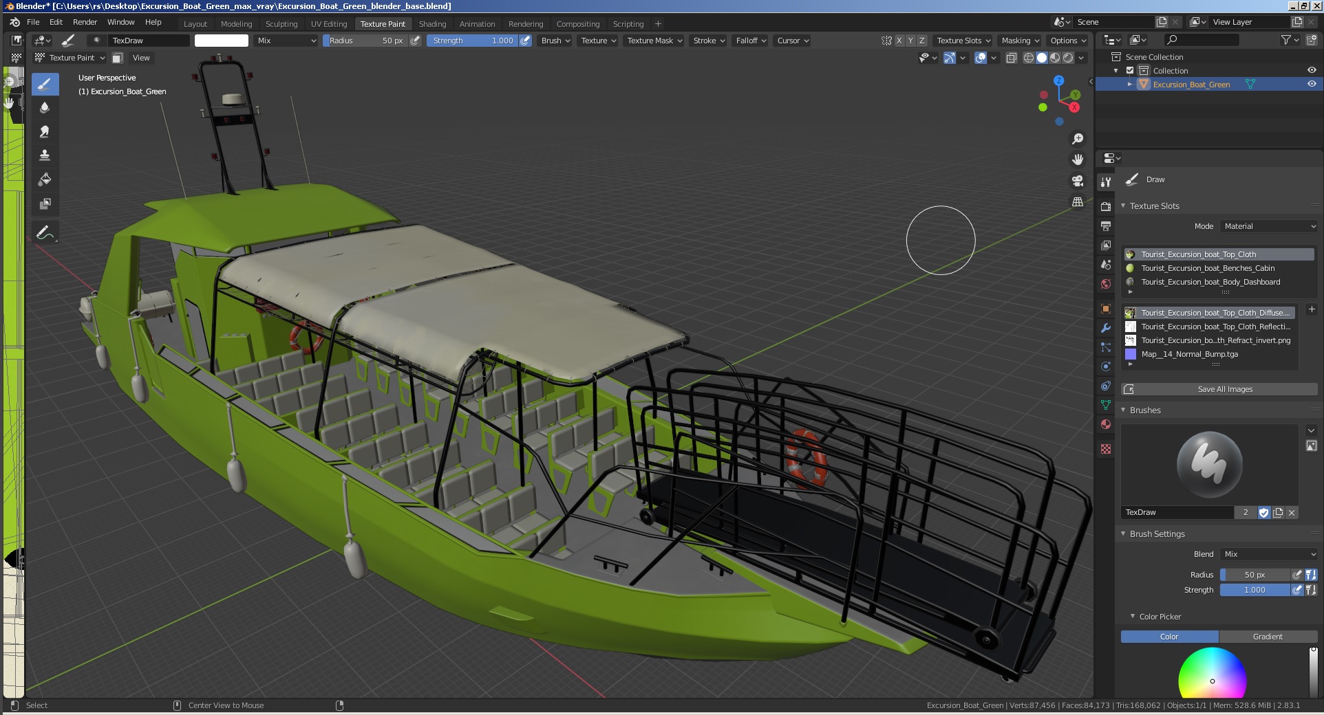 3D model Excursion Boat Green