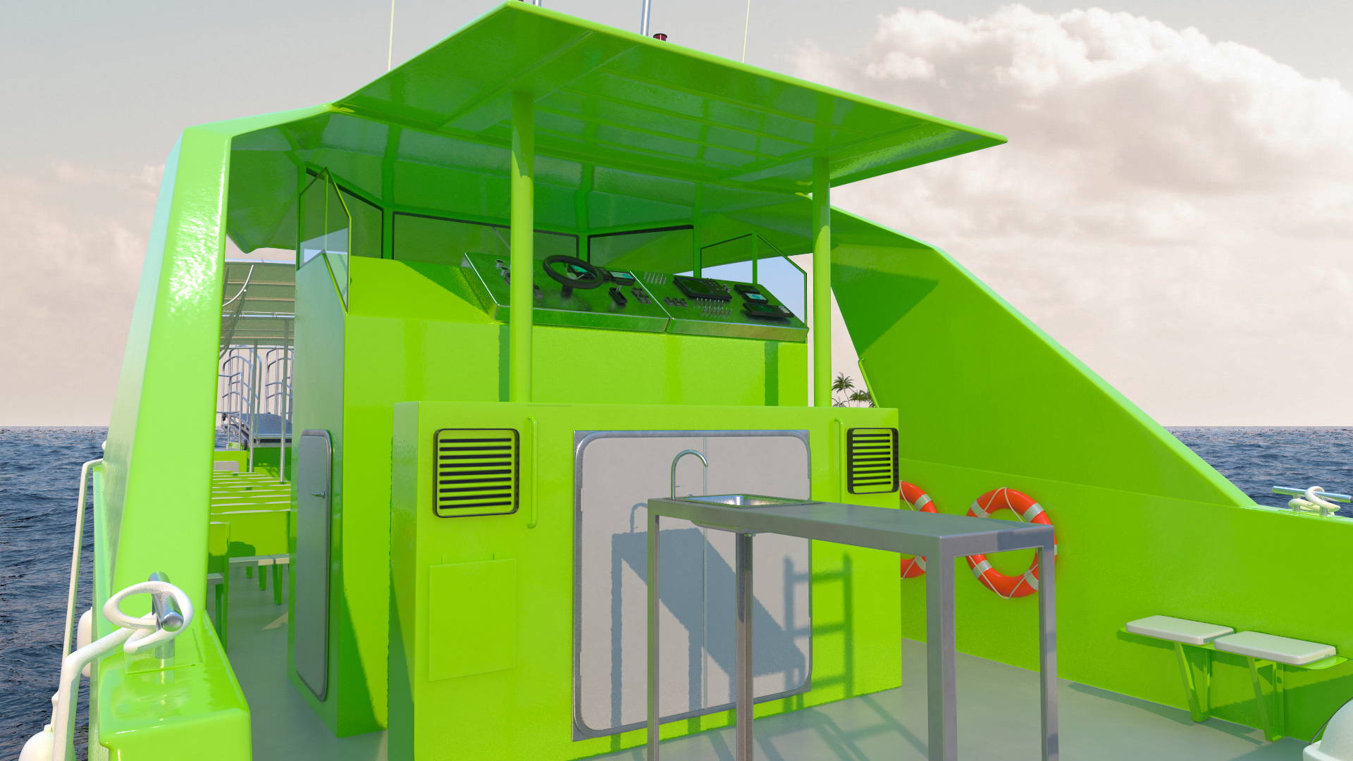 3D model Excursion Boat Green