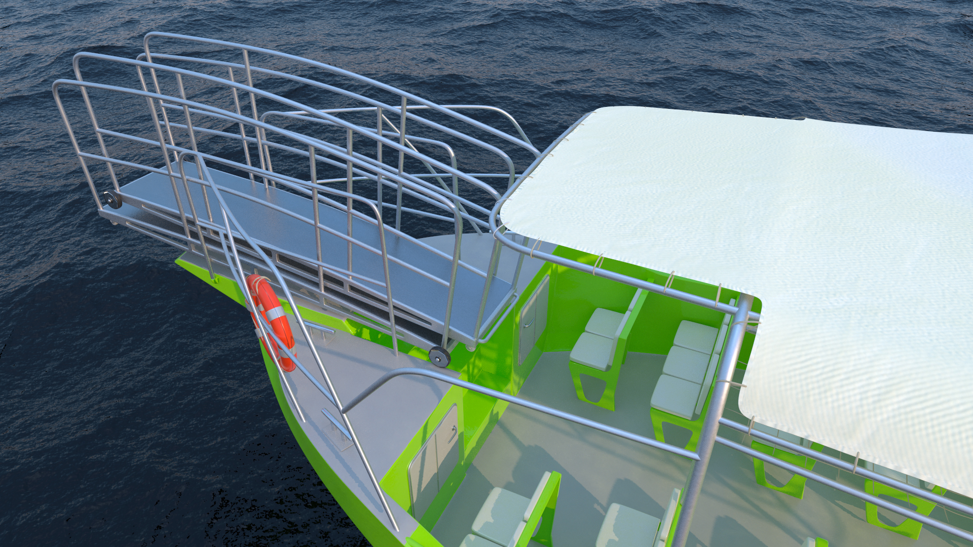 3D model Excursion Boat Green