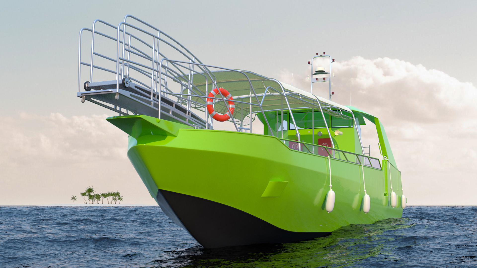 3D model Excursion Boat Green
