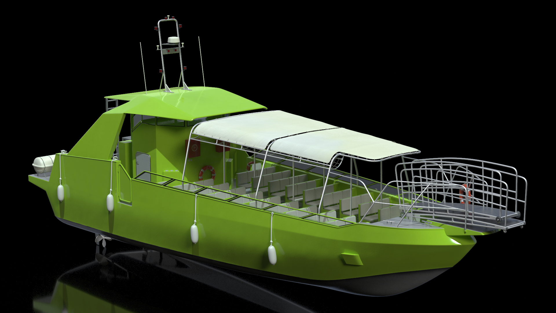 3D model Excursion Boat Green