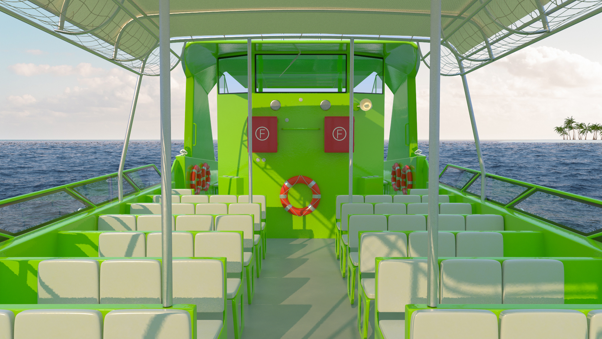 3D model Excursion Boat Green