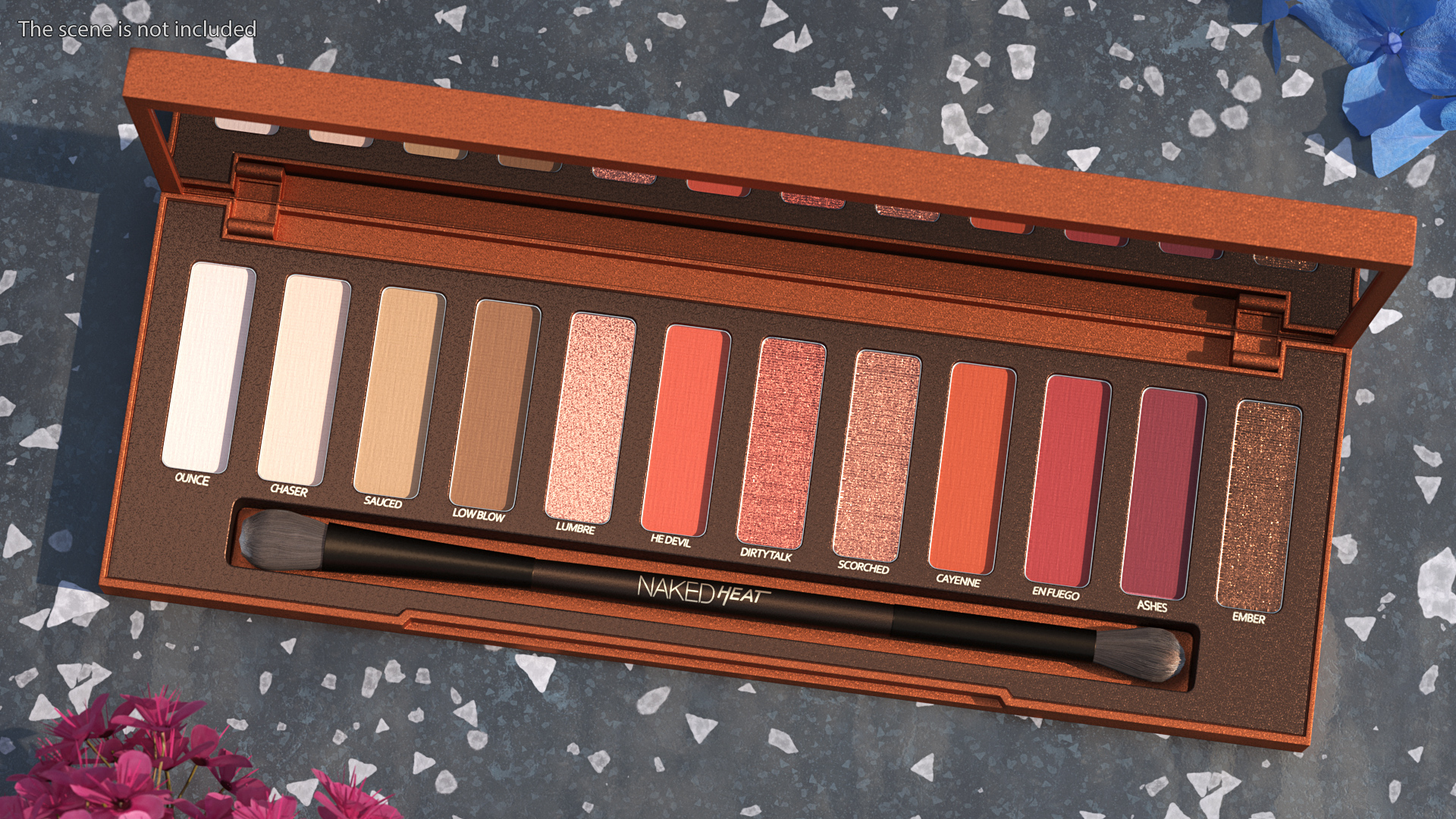 3D model Urban Decay Naked Heat Eyeshadow Palette with Brush Fur