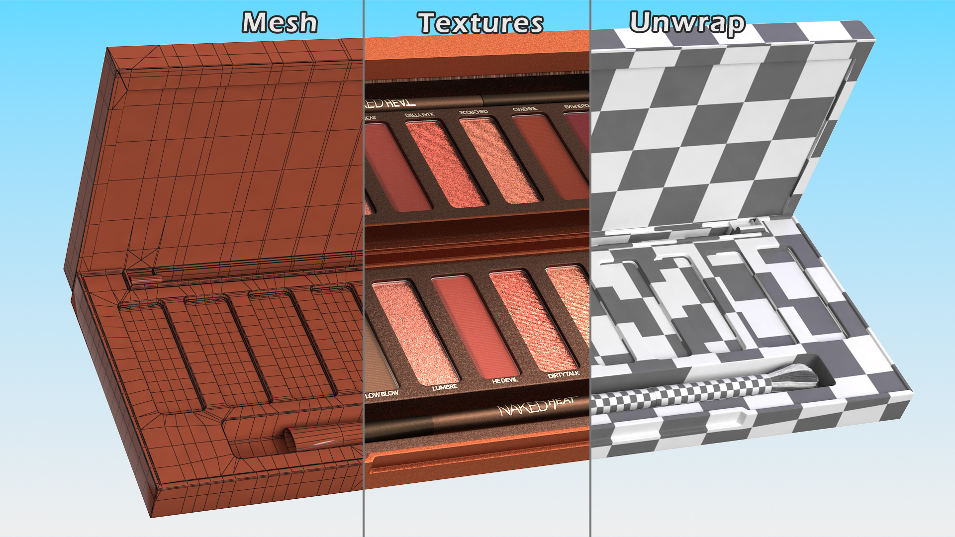 3D model Urban Decay Naked Heat Eyeshadow Palette with Brush Fur