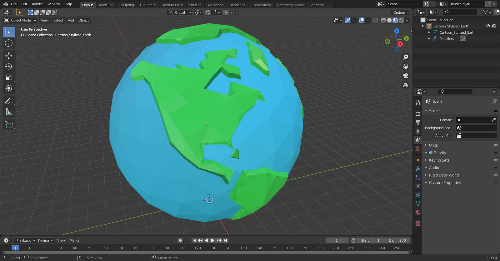 Cartoon Stylized Earth 3D