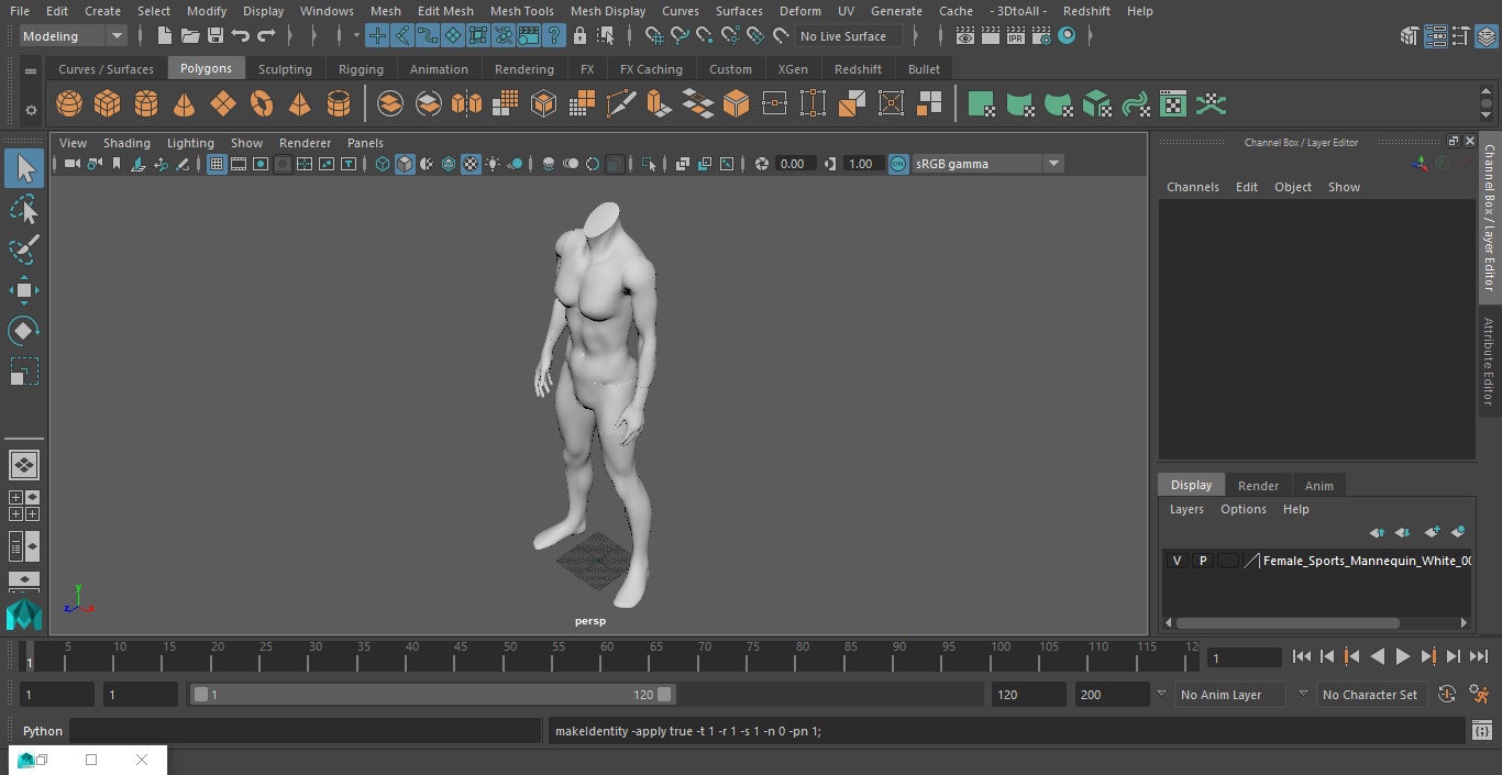 Female Sports Mannequin White 3D model