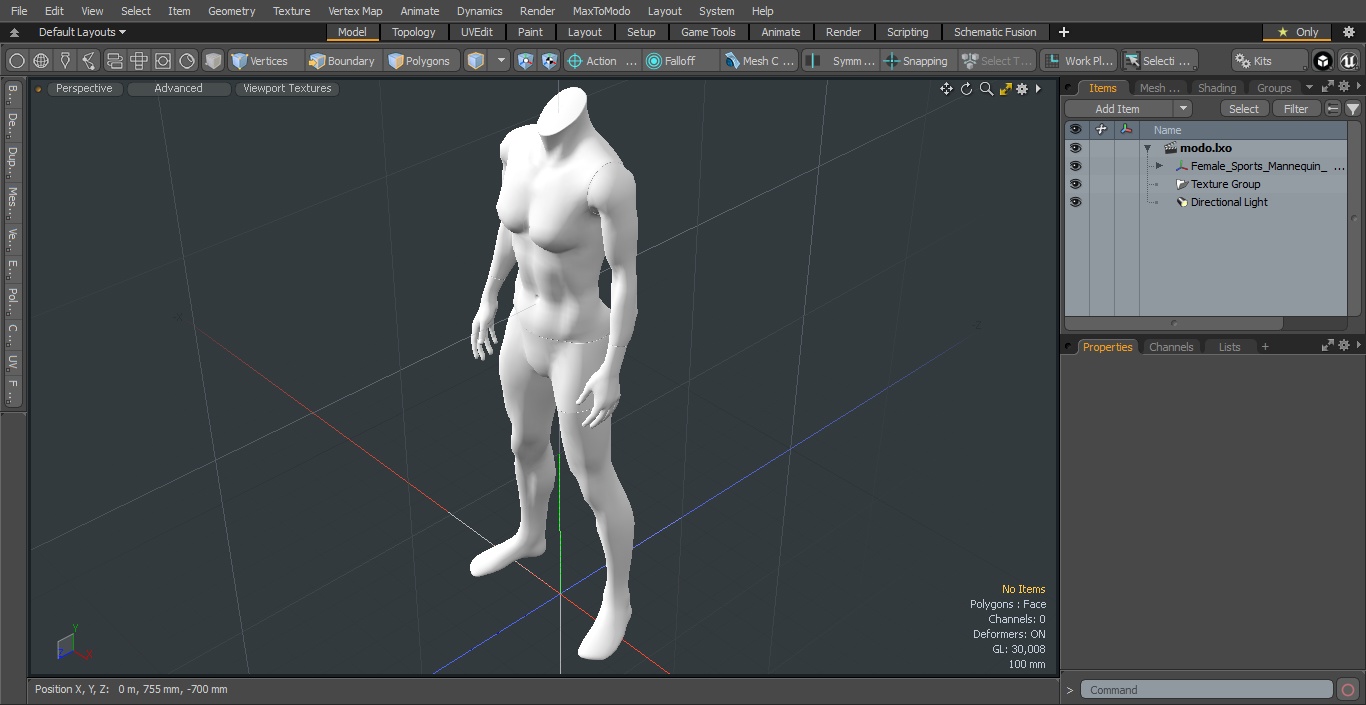 Female Sports Mannequin White 3D model