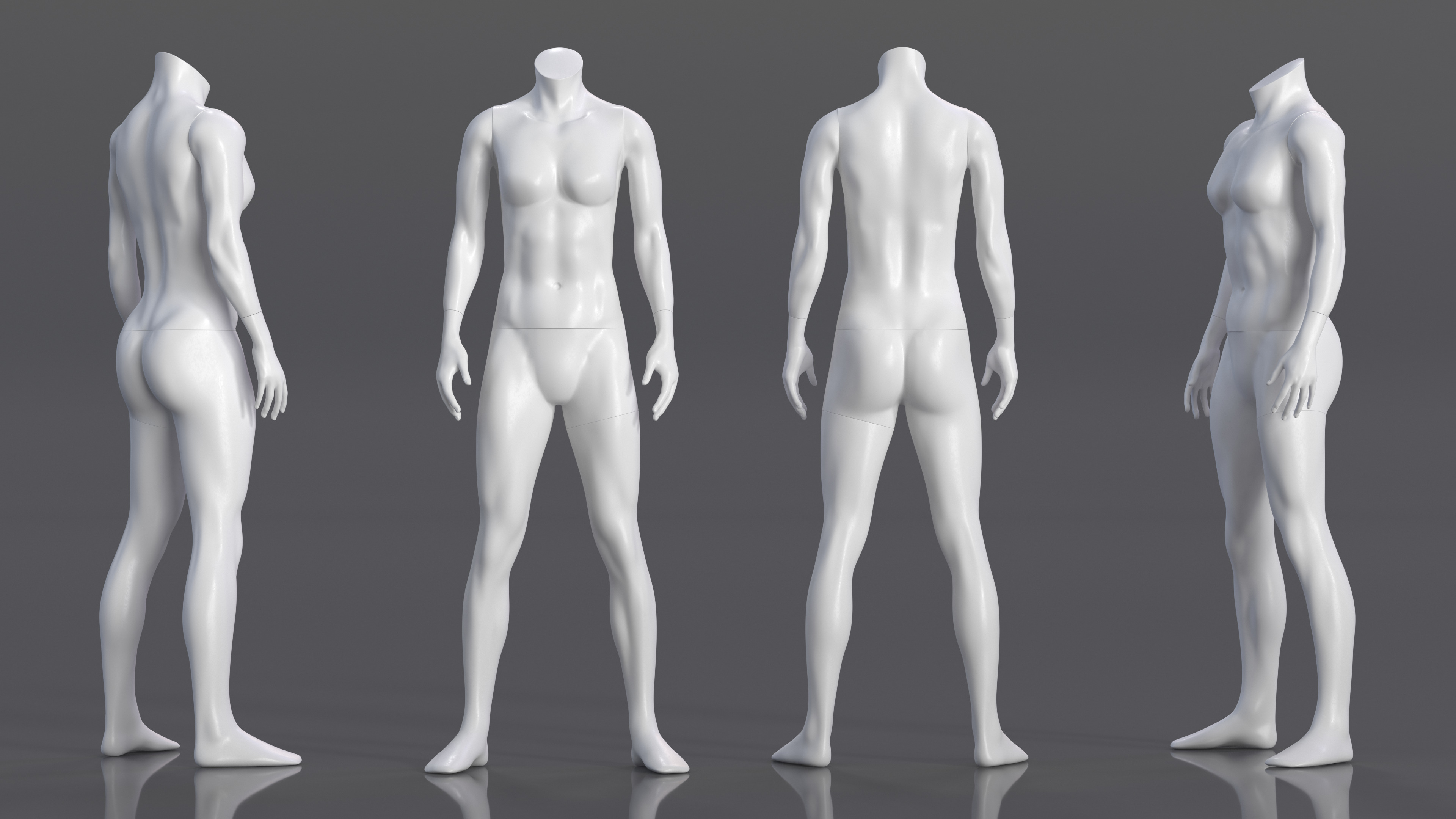 Female Sports Mannequin White 3D model