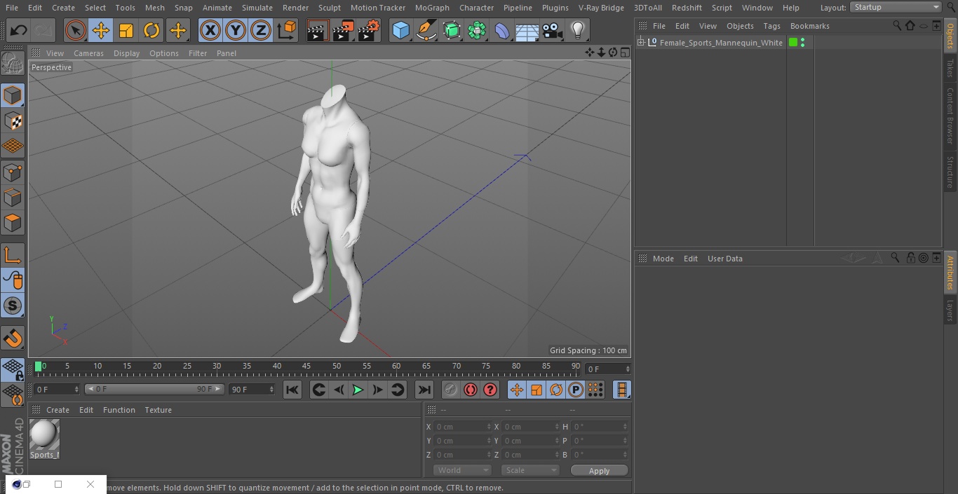 Female Sports Mannequin White 3D model
