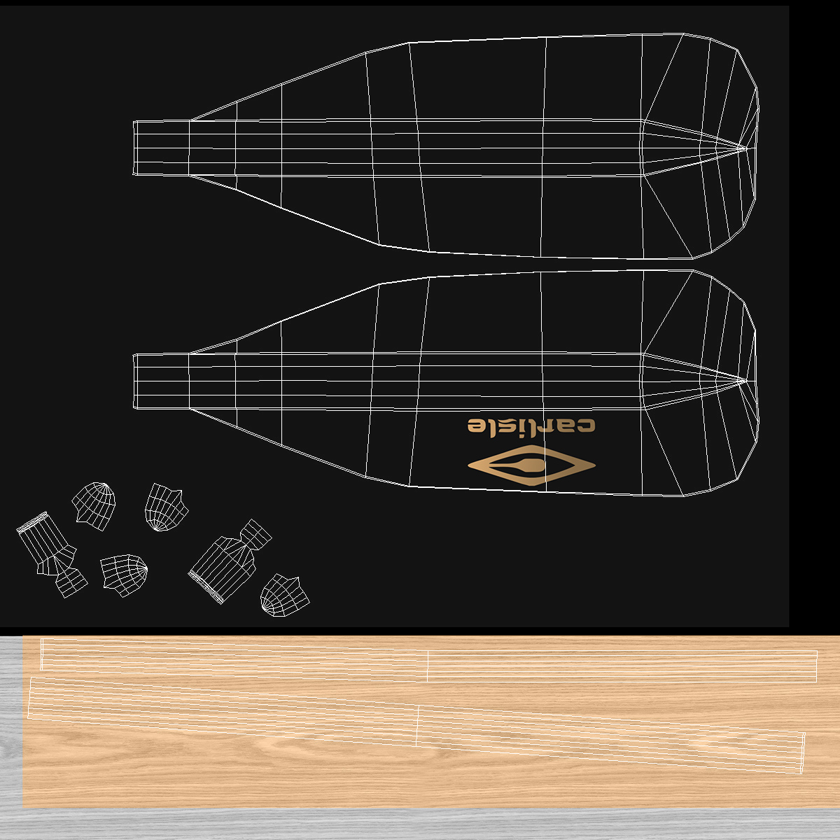 T-Grip Carlisle Standard Canoe Paddle 3D