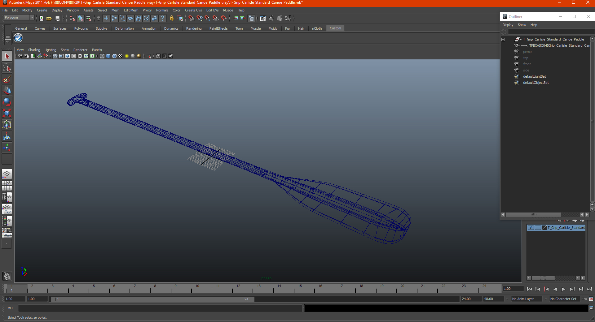 T-Grip Carlisle Standard Canoe Paddle 3D