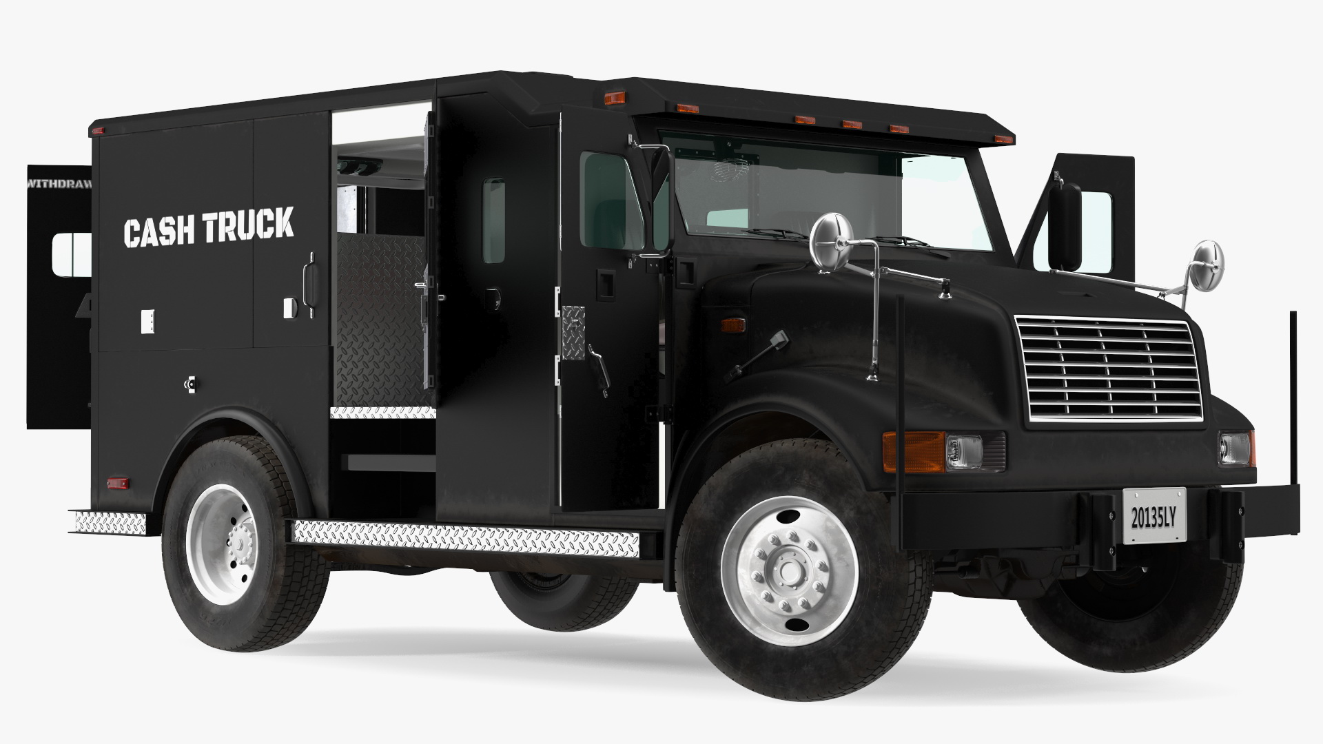 Armored Cash Transport Car Black Rigged 3D model
