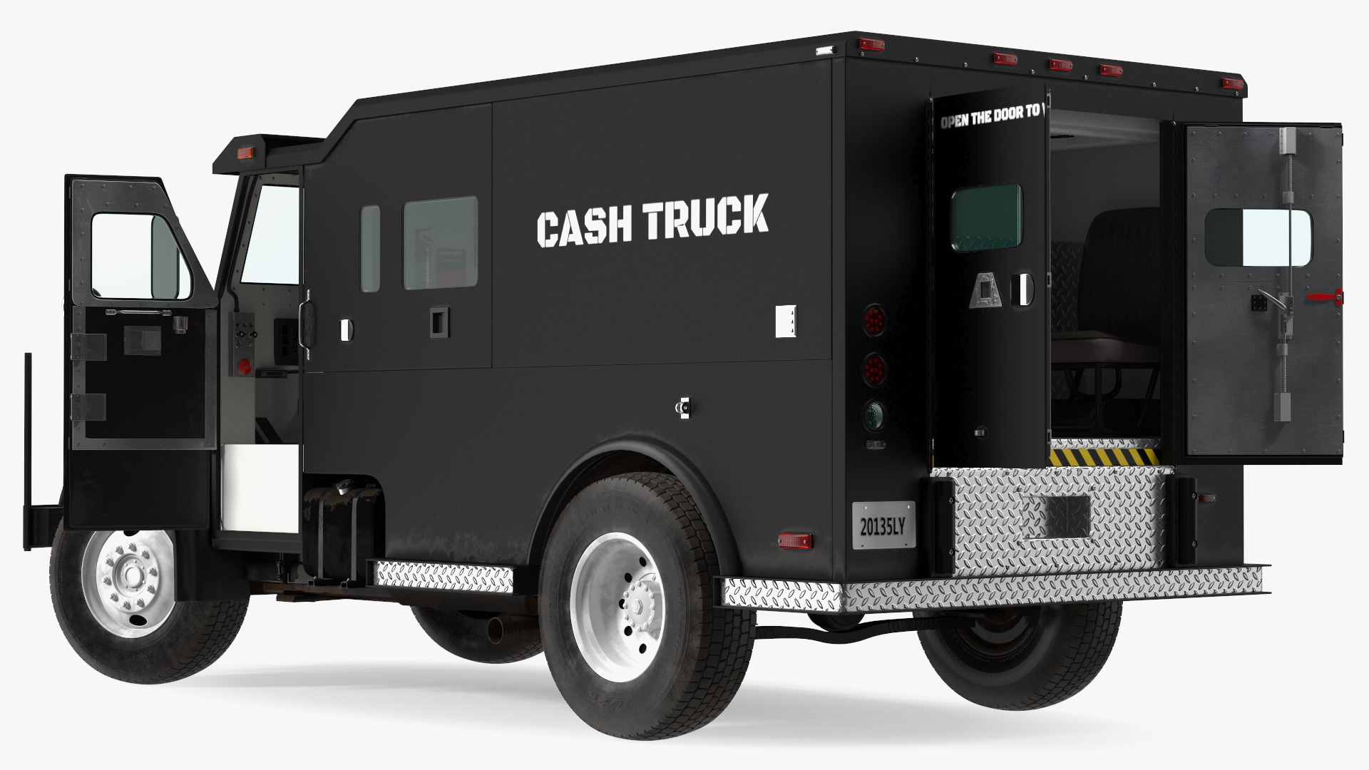 Armored Cash Transport Car Black Rigged 3D model