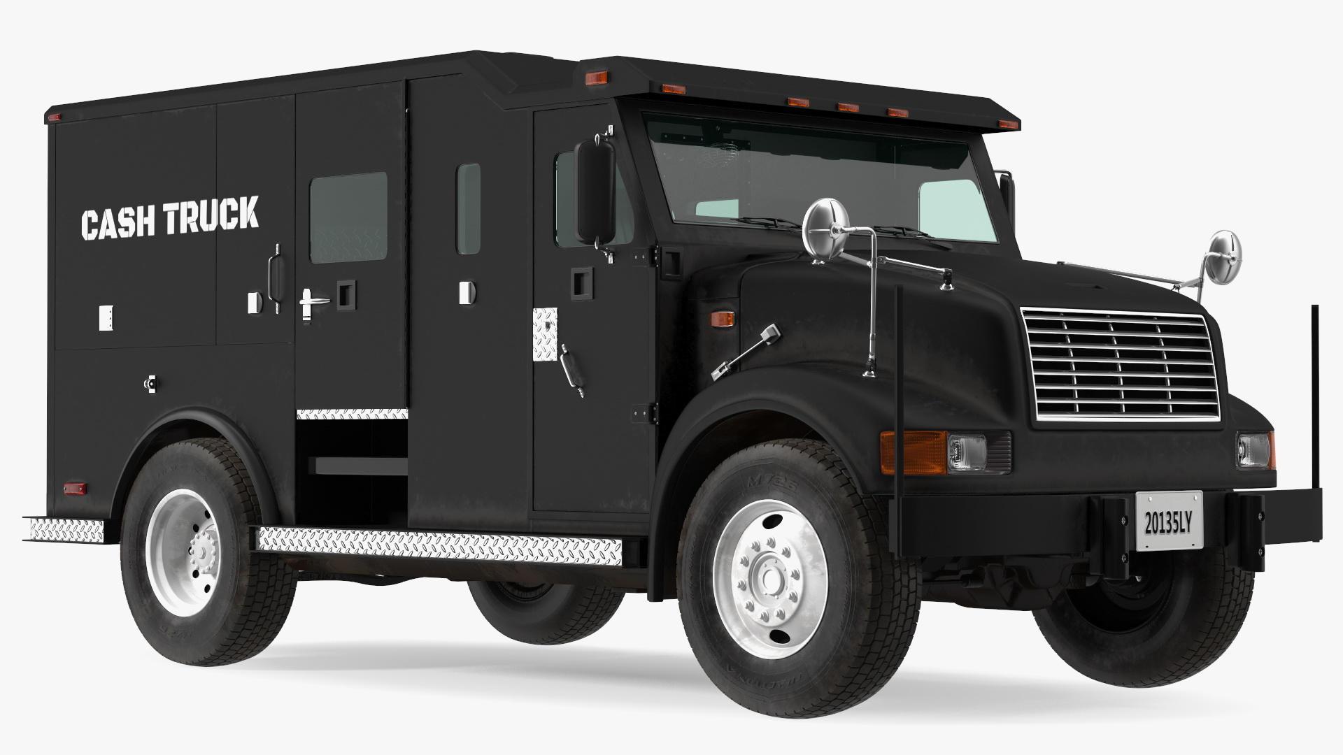 Armored Cash Transport Car Black Rigged 3D model