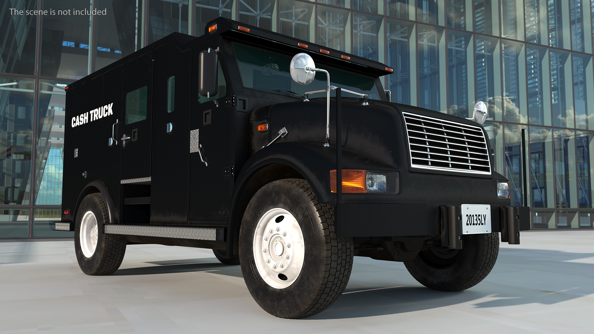 Armored Cash Transport Car Black Rigged 3D model