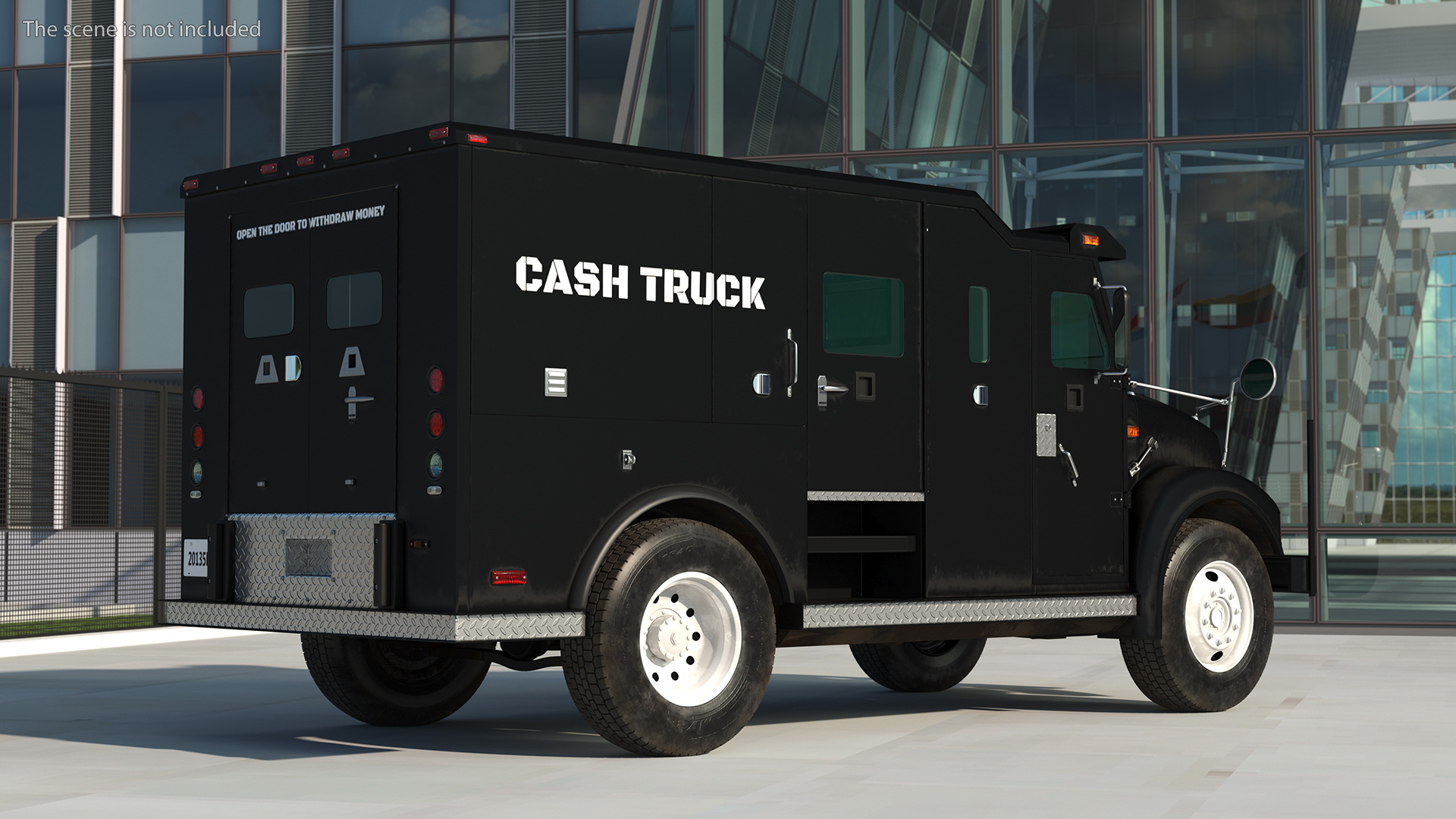 Armored Cash Transport Car Black Rigged 3D model