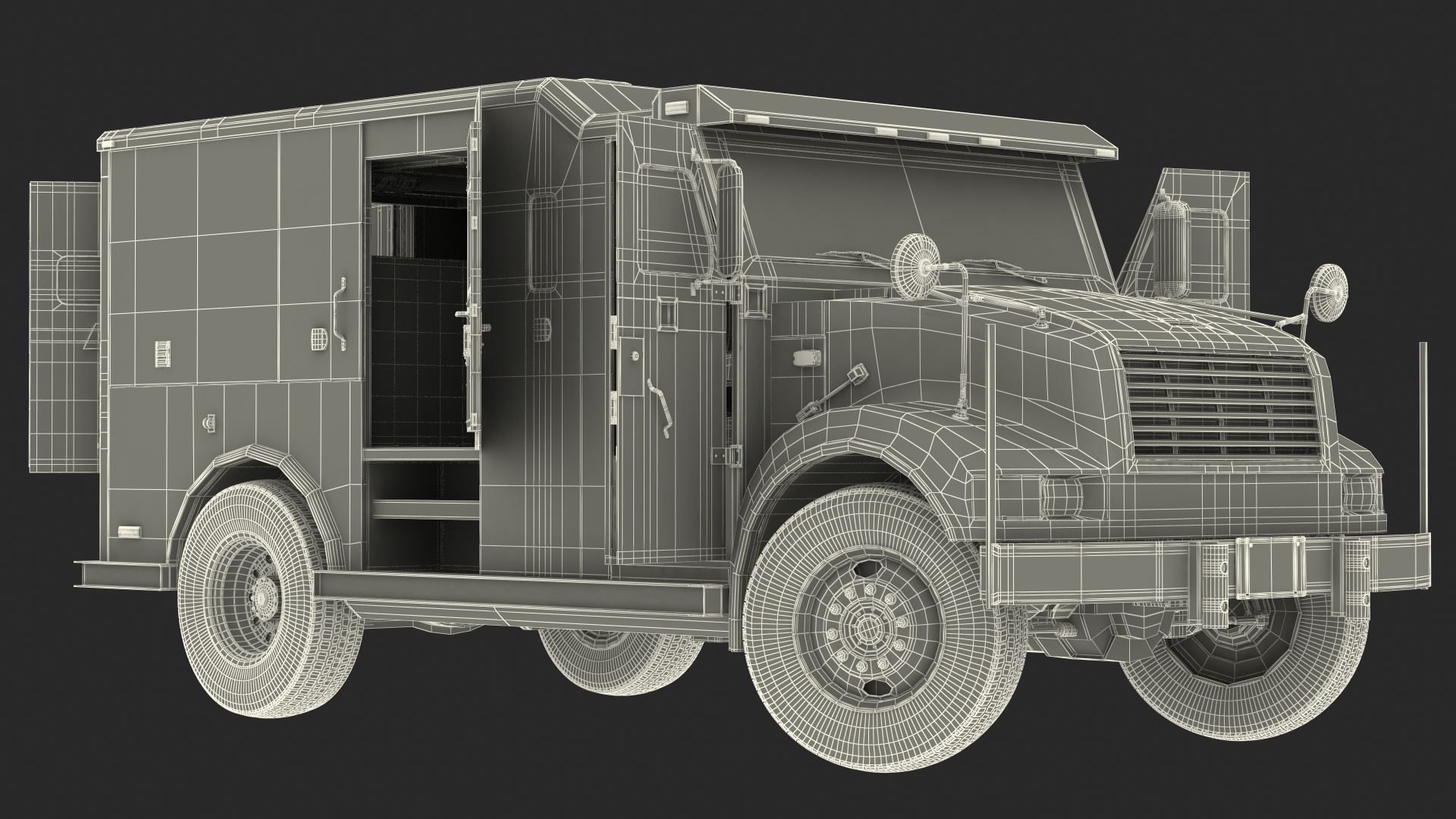 Armored Cash Transport Car Black Rigged 3D model