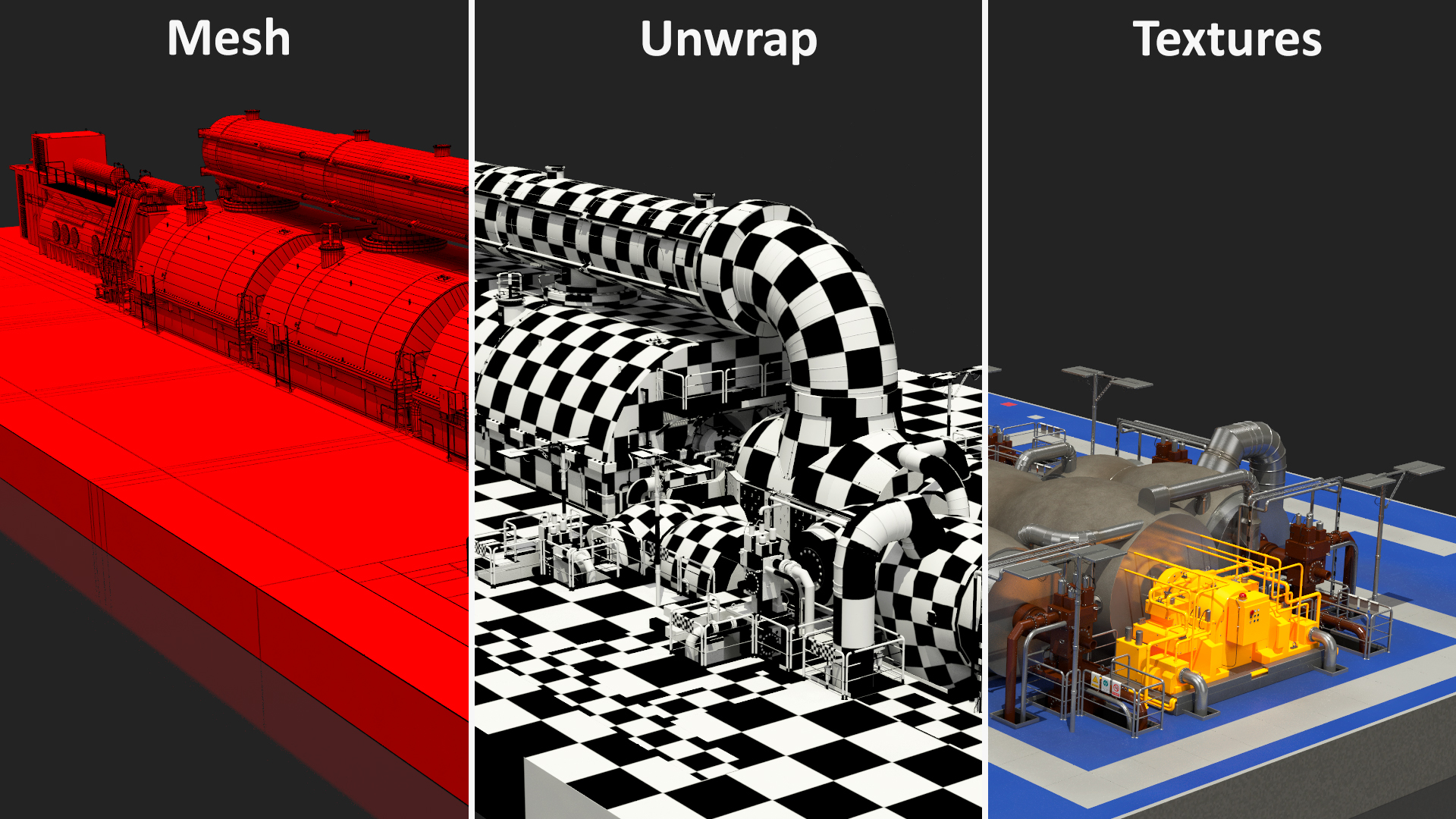 3D Siemens Steam Turbine Generator