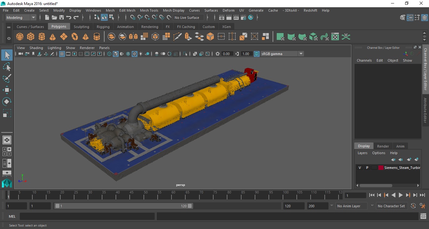3D Siemens Steam Turbine Generator