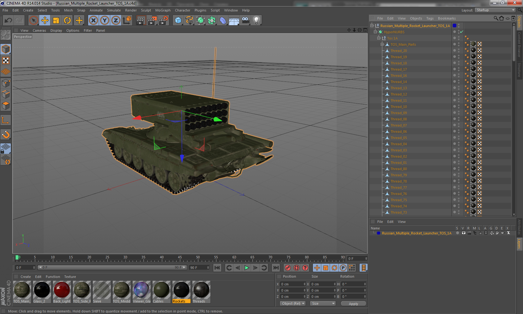 Russian Multiple Rocket Launcher TOS 1A 3D model