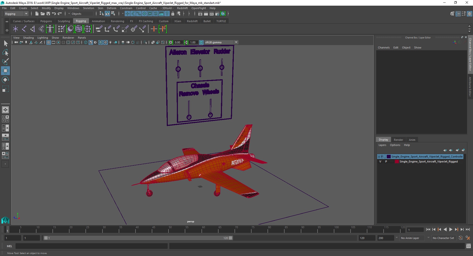 3D Single-Engine Sport Aircraft ViperJet Rigged for Maya model
