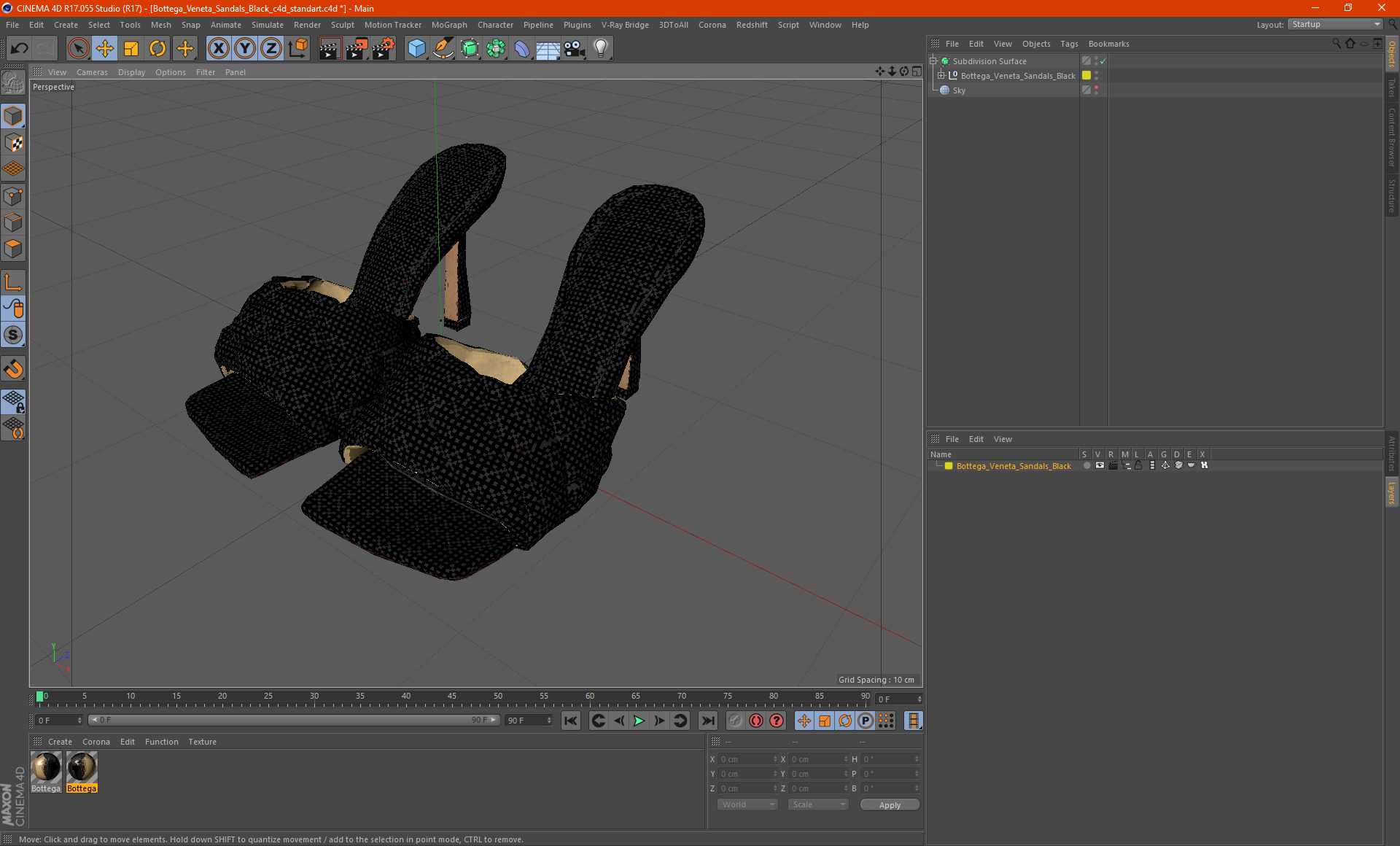 3D Bottega Veneta Sandals Black model