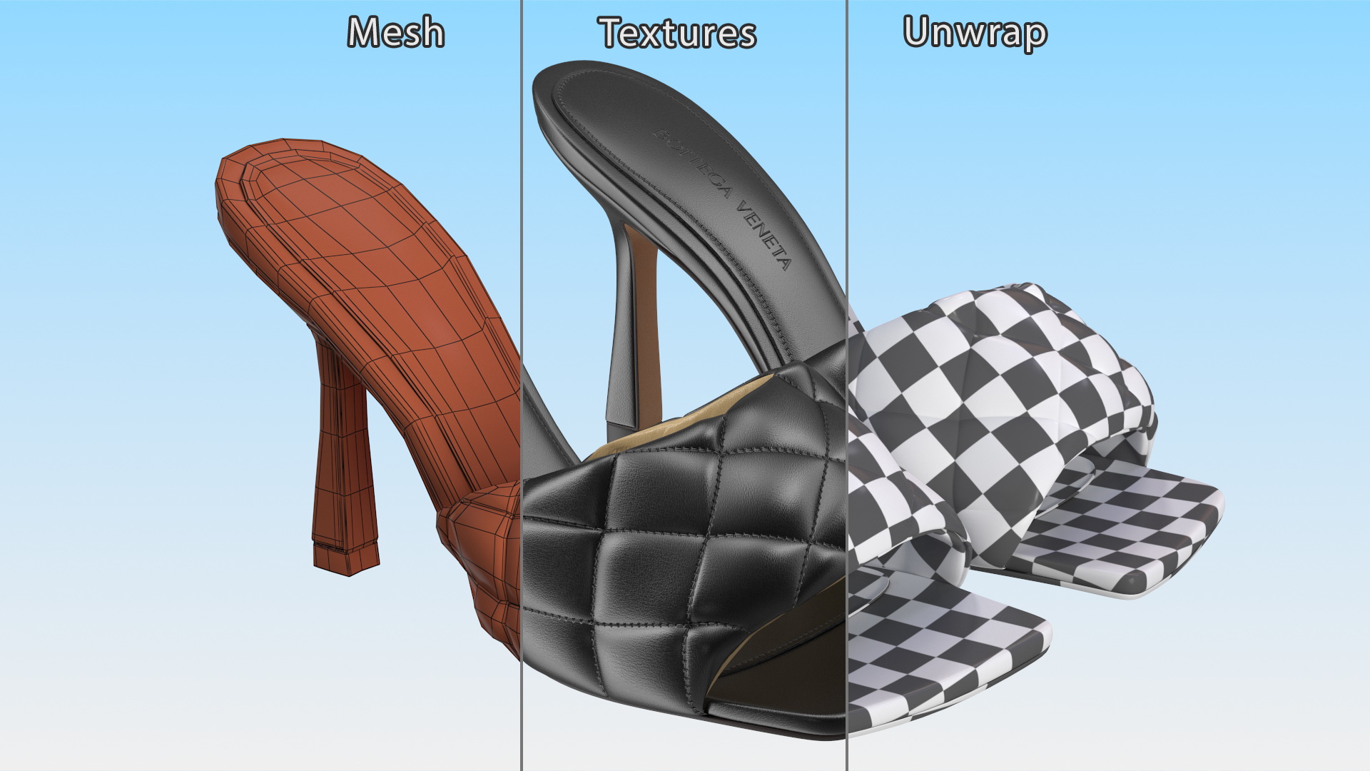 3D Bottega Veneta Sandals Black model