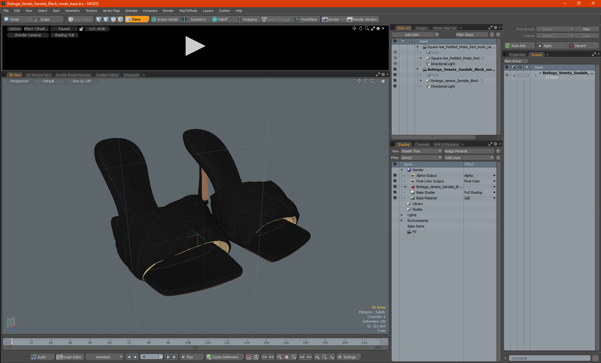 3D Bottega Veneta Sandals Black model