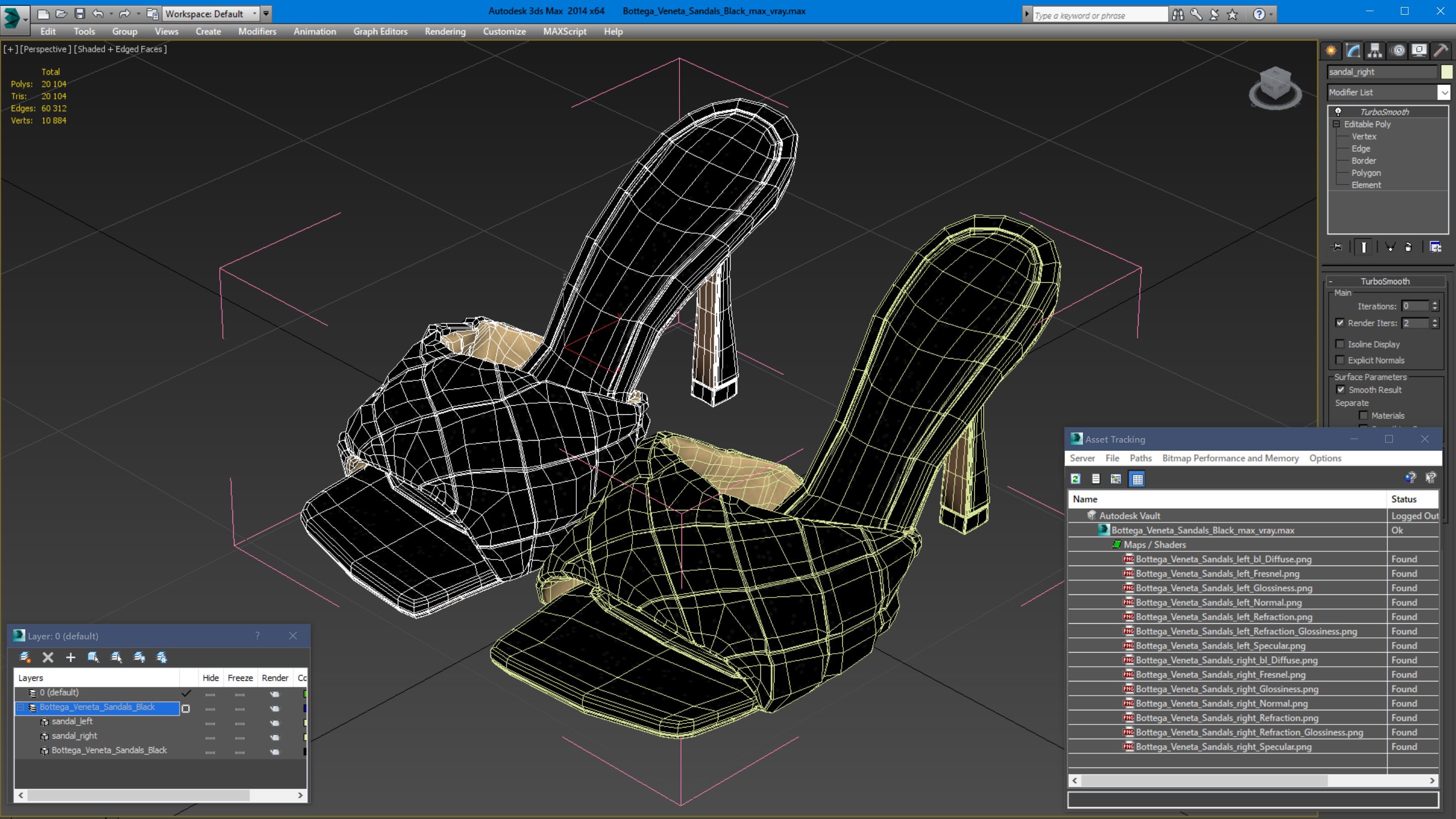 3D Bottega Veneta Sandals Black model