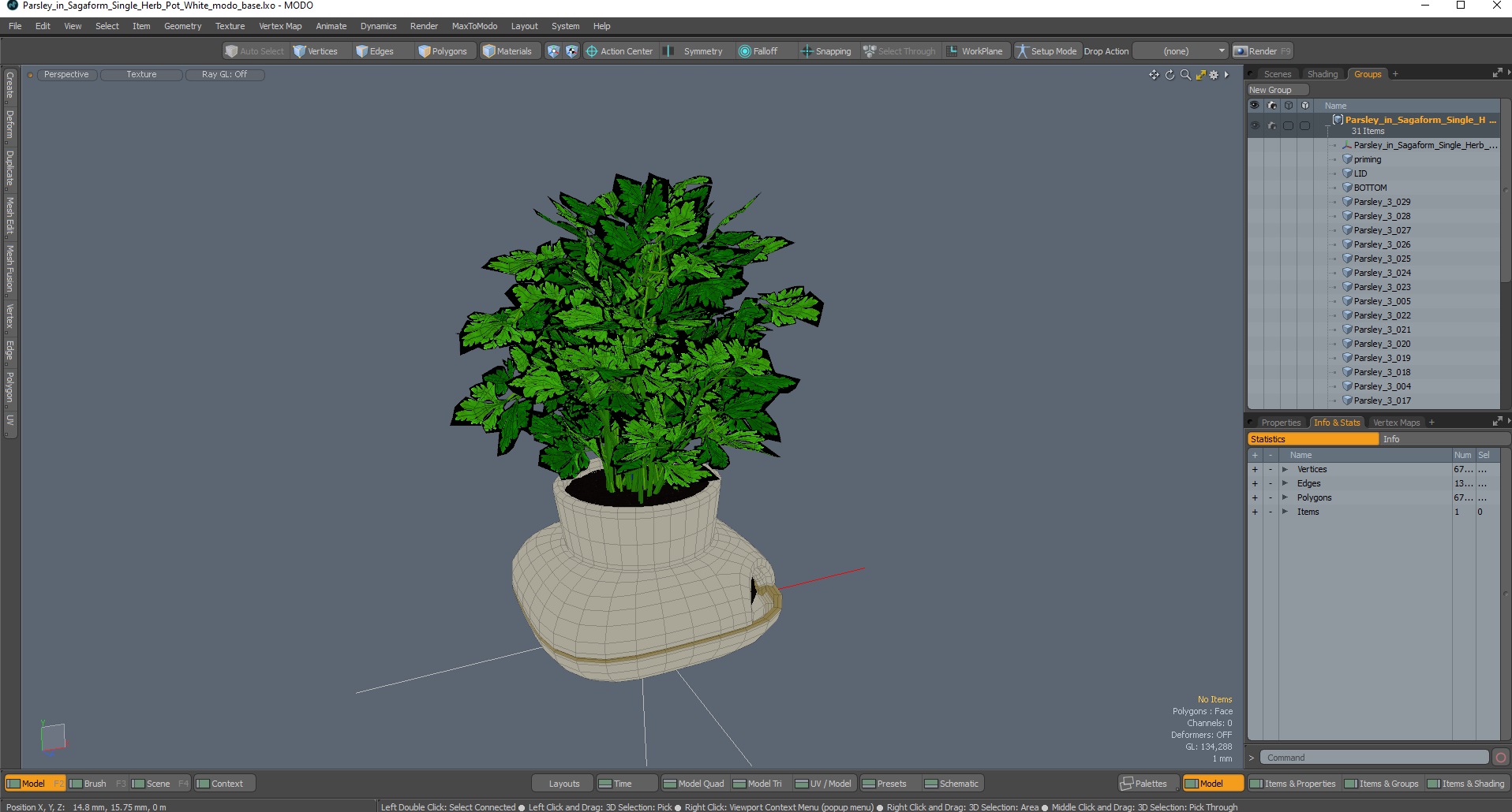 3D Parsley in Sagaform Single Herb Pot White