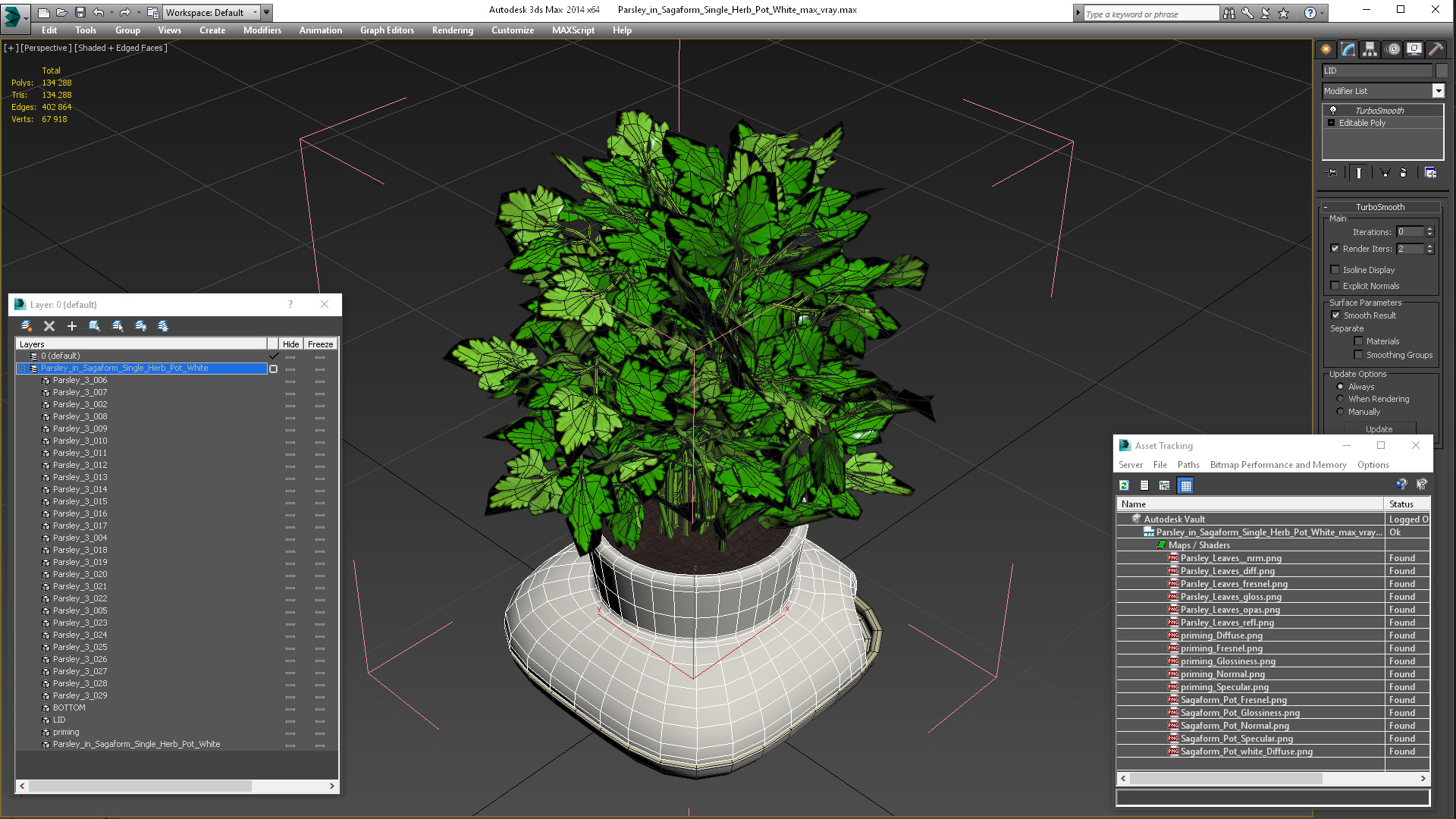 3D Parsley in Sagaform Single Herb Pot White