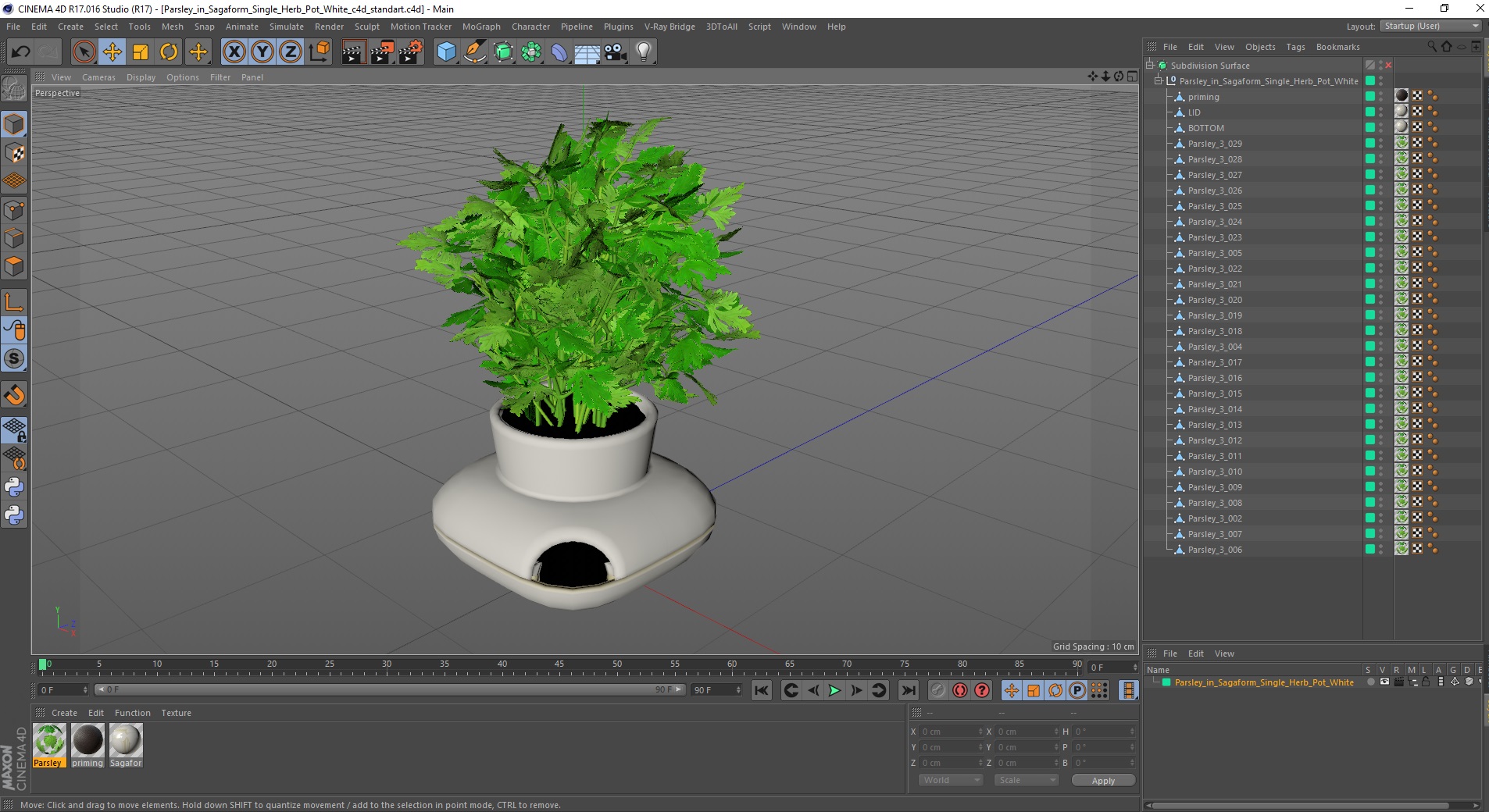 3D Parsley in Sagaform Single Herb Pot White