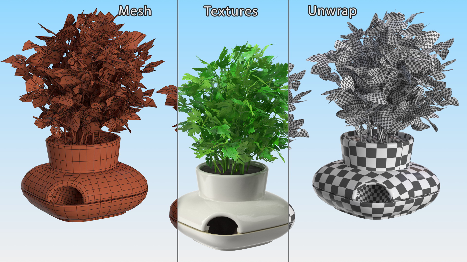 3D Parsley in Sagaform Single Herb Pot White
