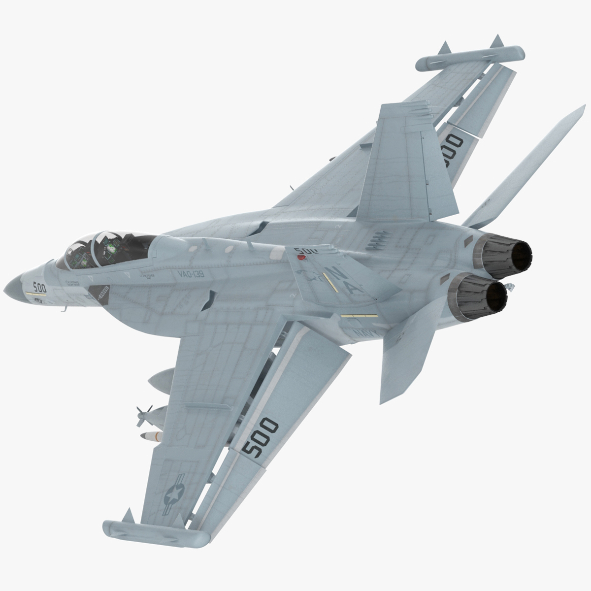 Electronic Warfare Aircraft Boeing EA 18G Rigged for Cinema 4D 3D