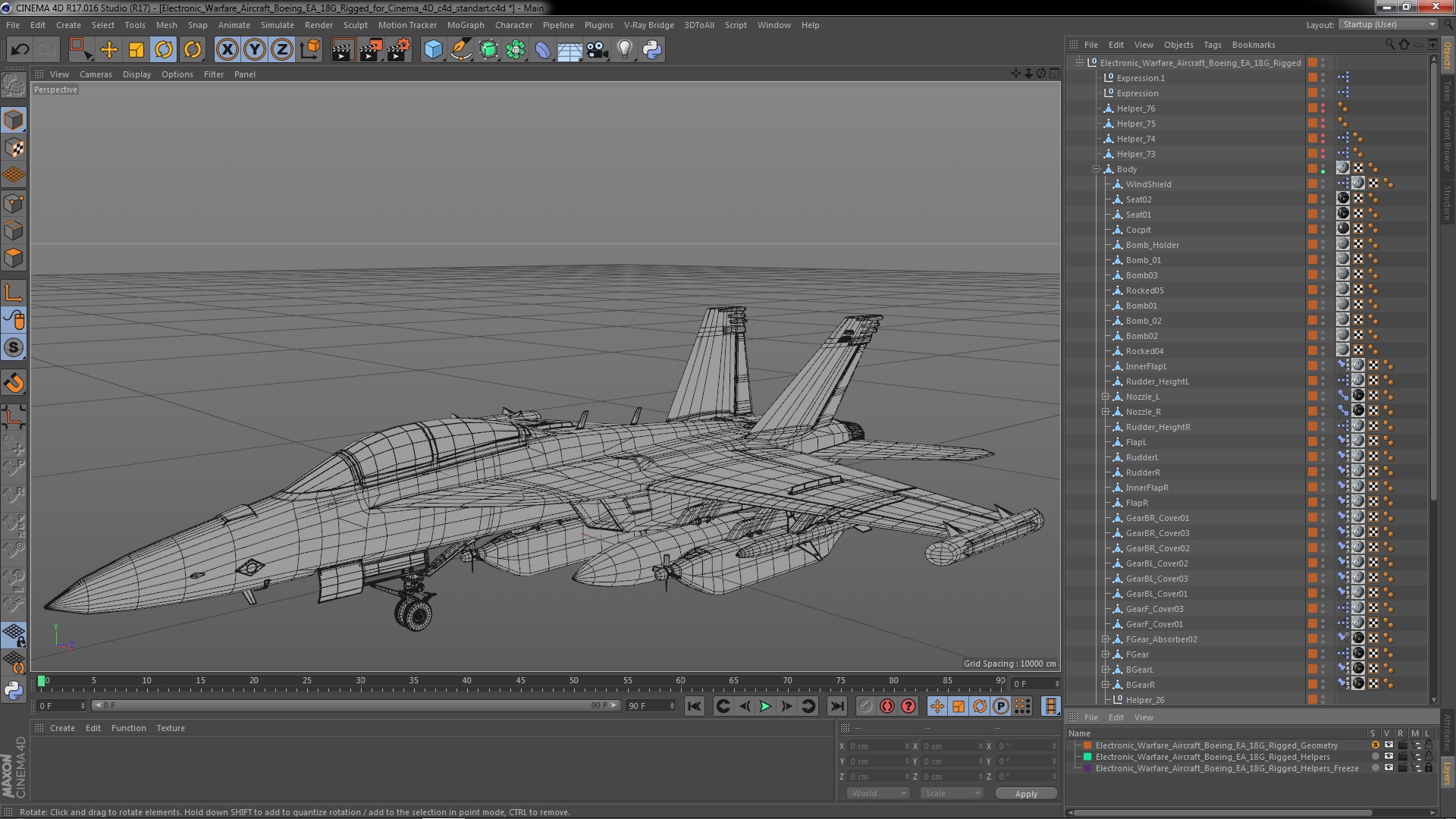 Electronic Warfare Aircraft Boeing EA 18G Rigged for Cinema 4D 3D