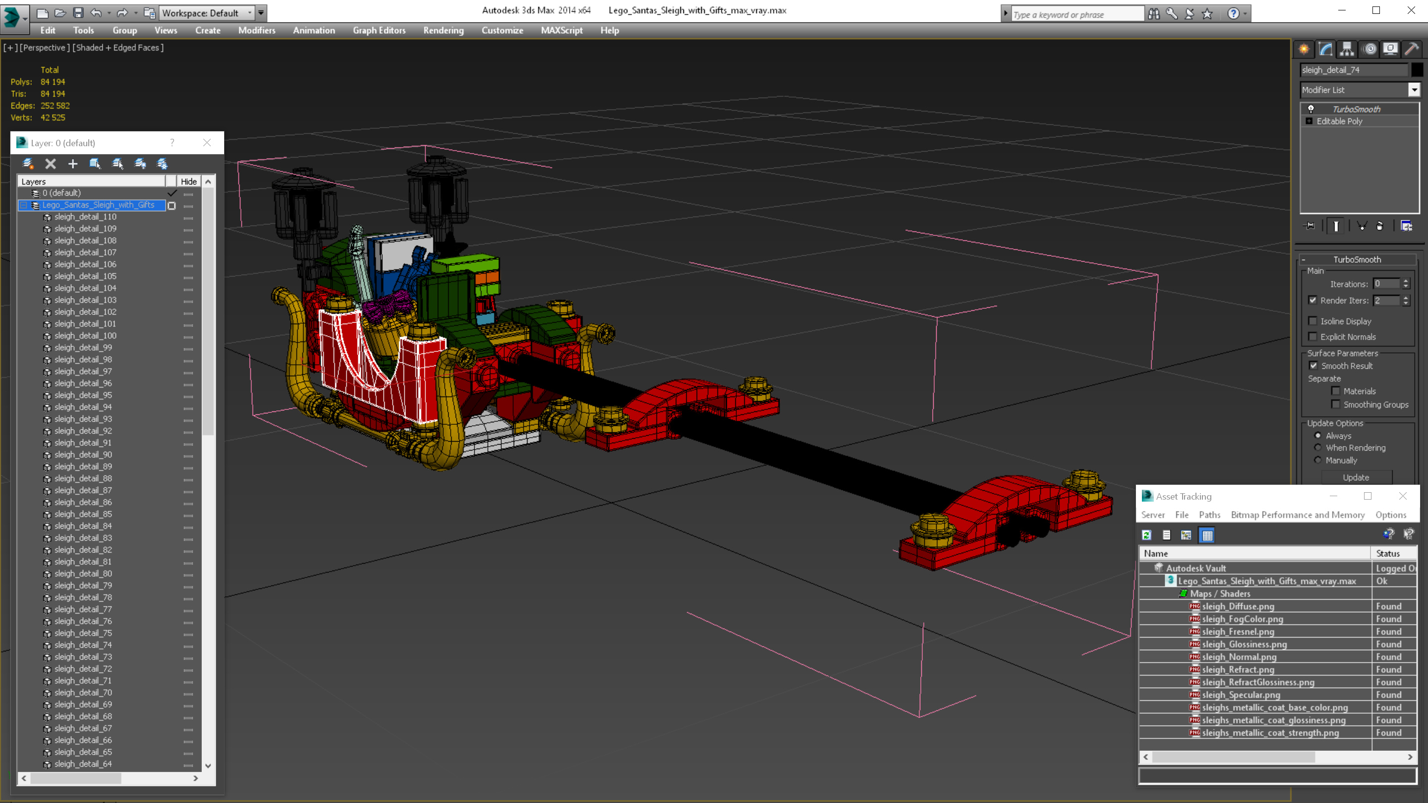 Lego Santas Sleigh with Gifts 3D model