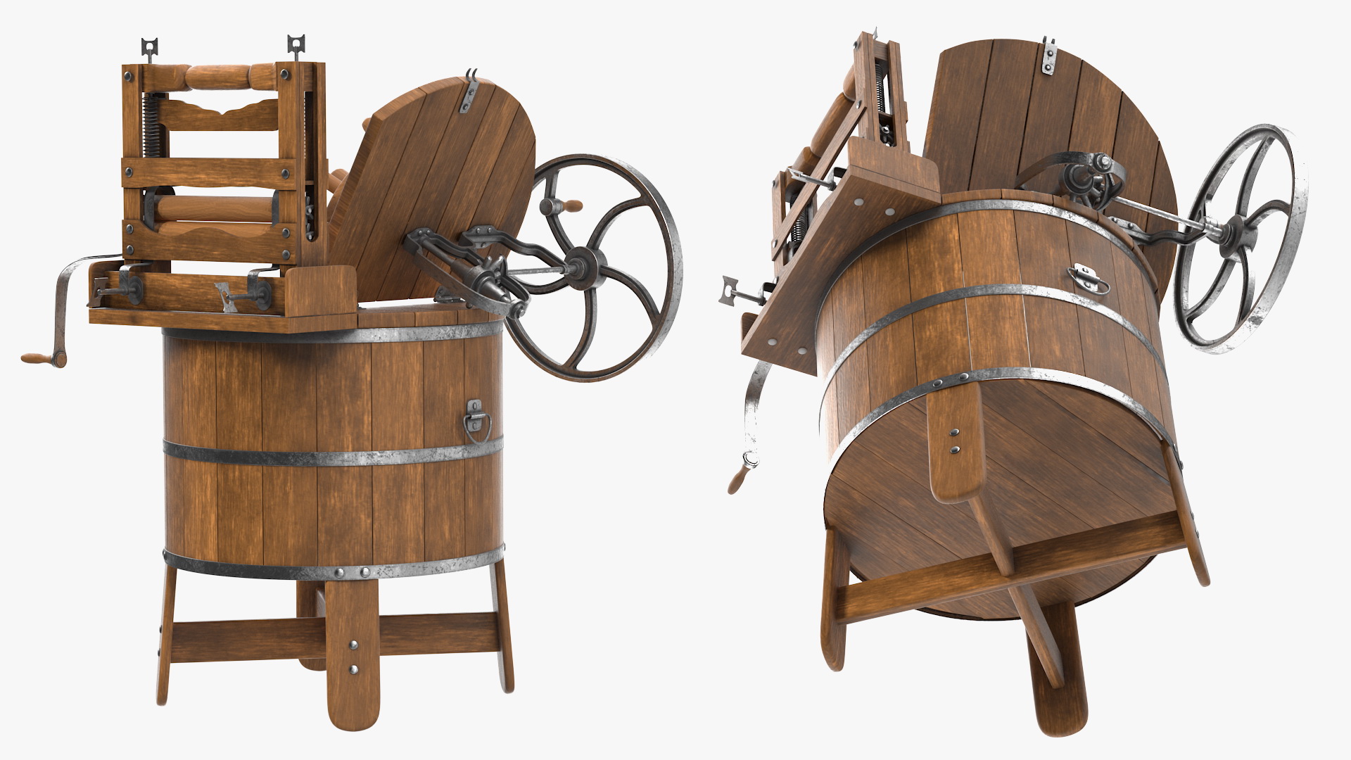 3D model Opened Vintage Washing Machine