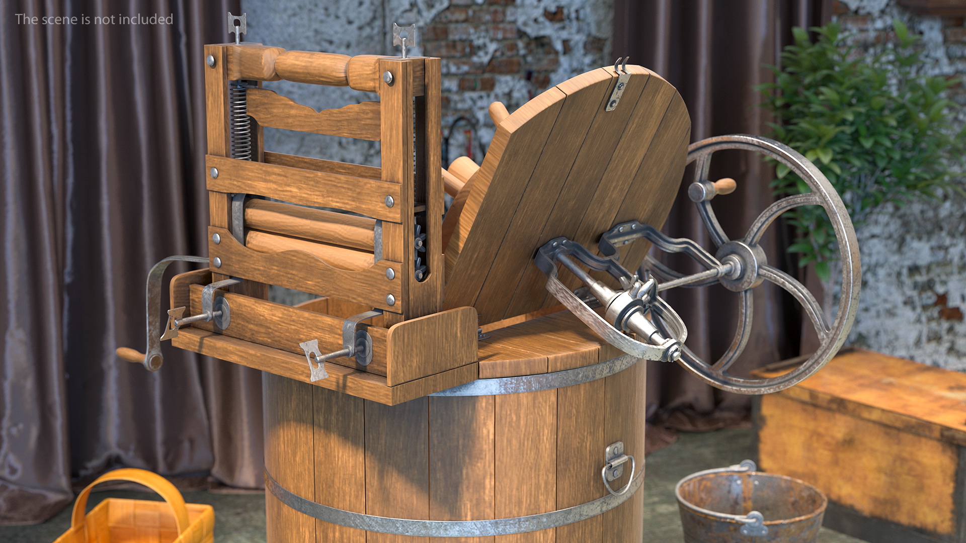 3D model Opened Vintage Washing Machine