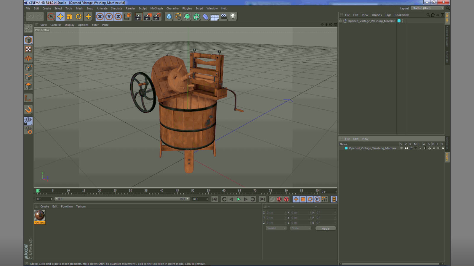 3D model Opened Vintage Washing Machine