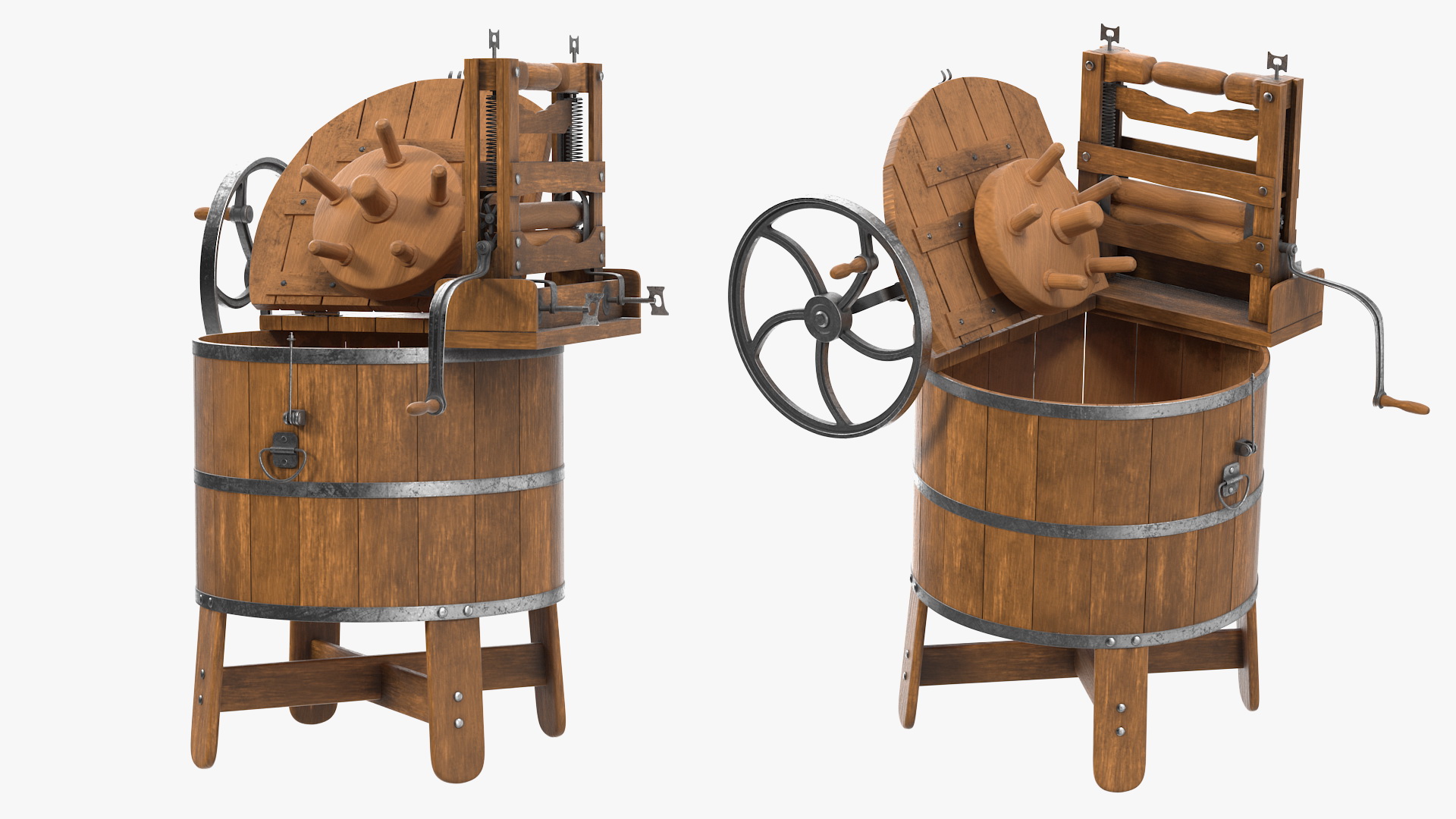 3D model Opened Vintage Washing Machine
