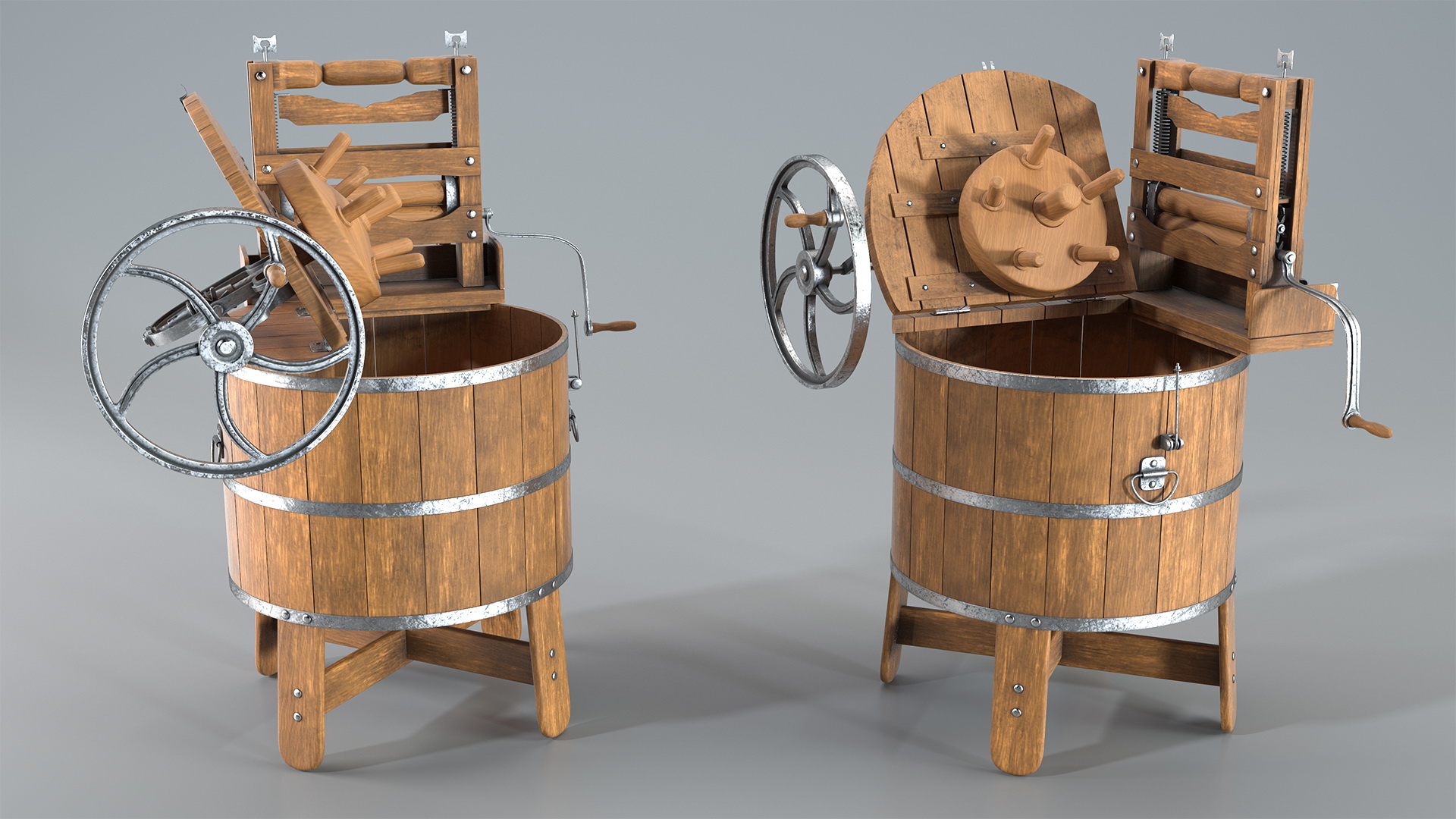 3D model Opened Vintage Washing Machine
