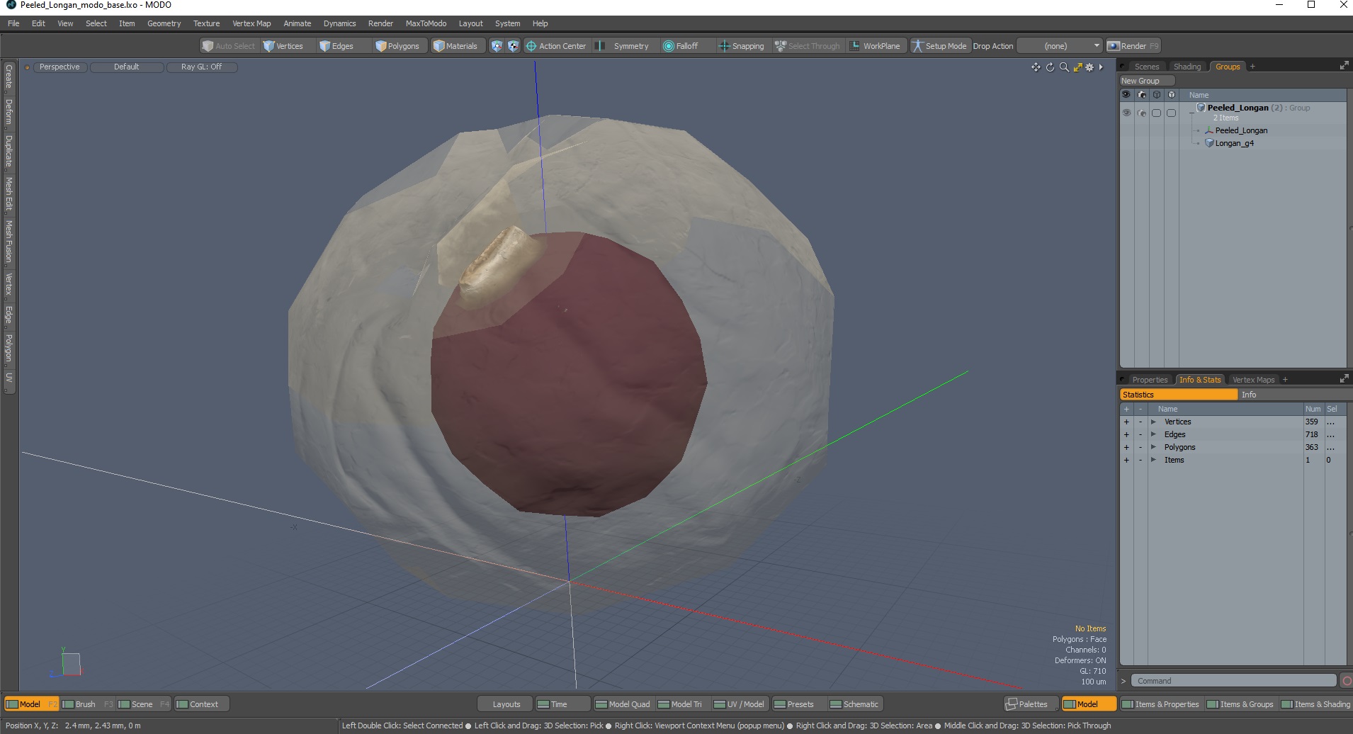 3D Peeled Longan model
