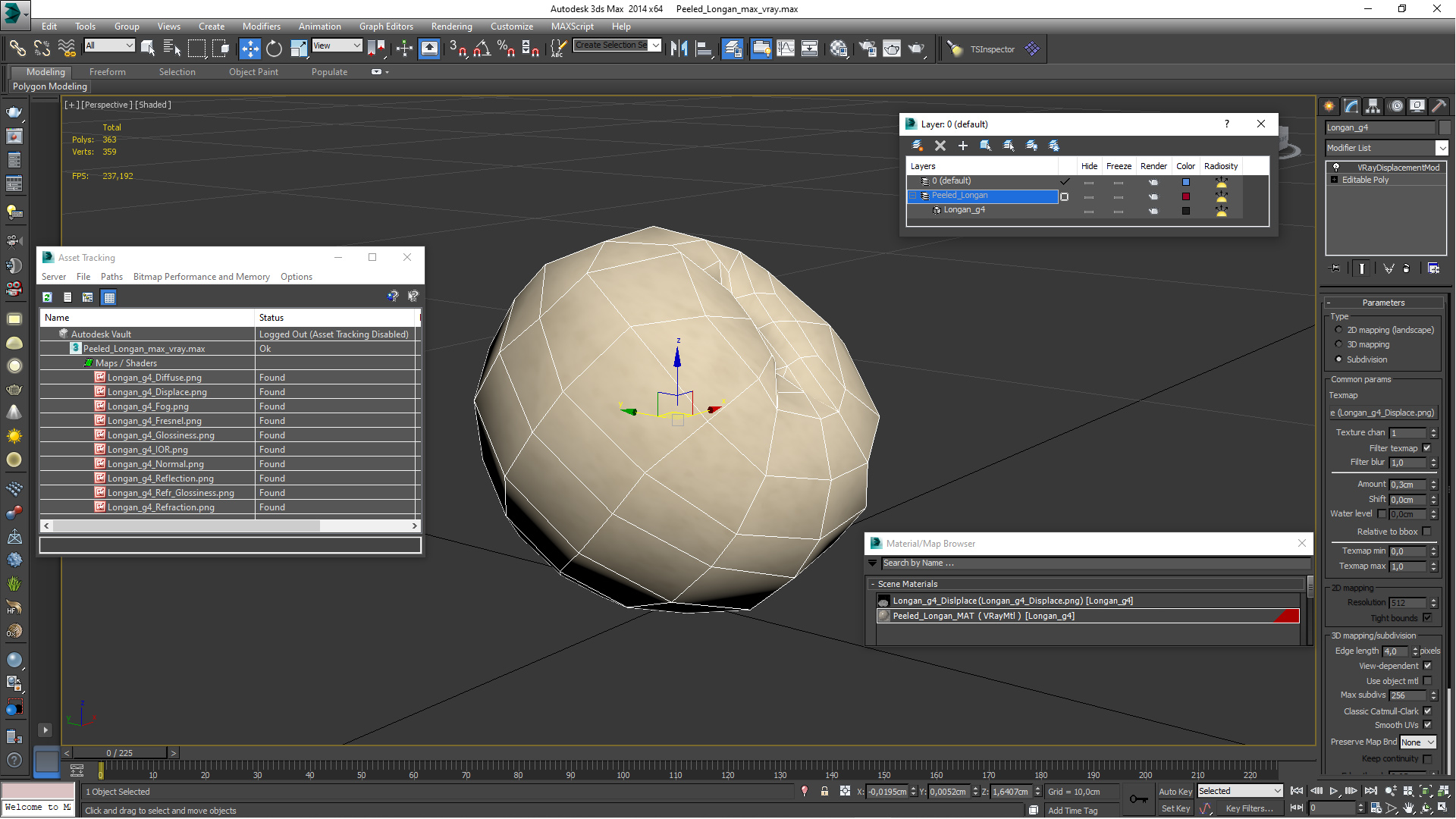 3D Peeled Longan model