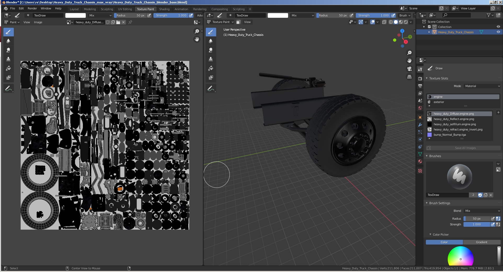 Heavy Duty Truck Chassis 3D model