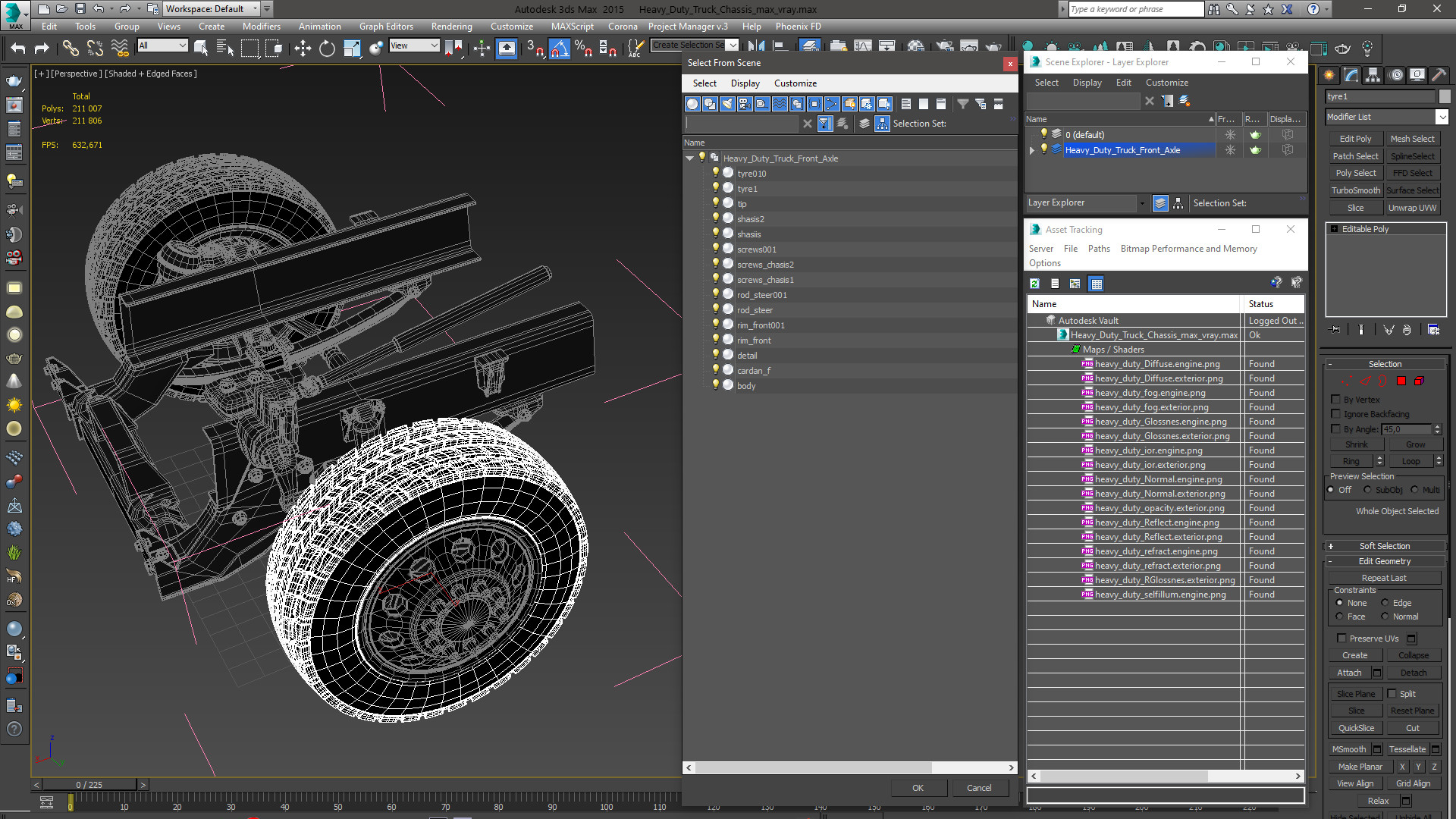 Heavy Duty Truck Chassis 3D model