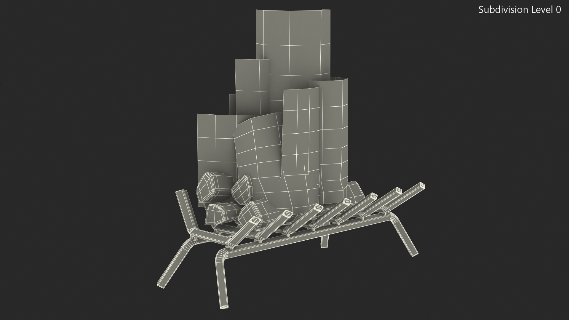 3D Fireplace Grate with Burning Logs model